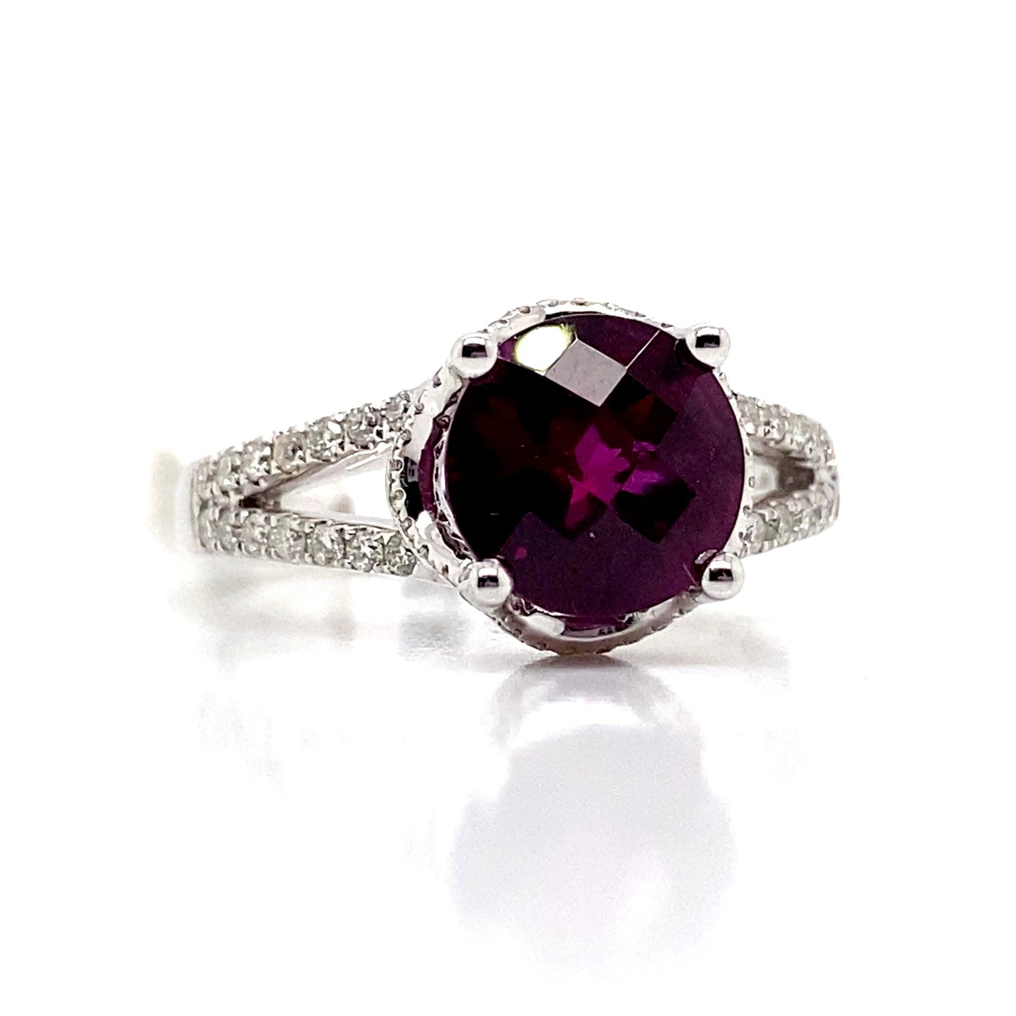 livingstone jewelry 14k white gold 2.70 ct rhodolite center 0.44 tw natural diamond accent ring