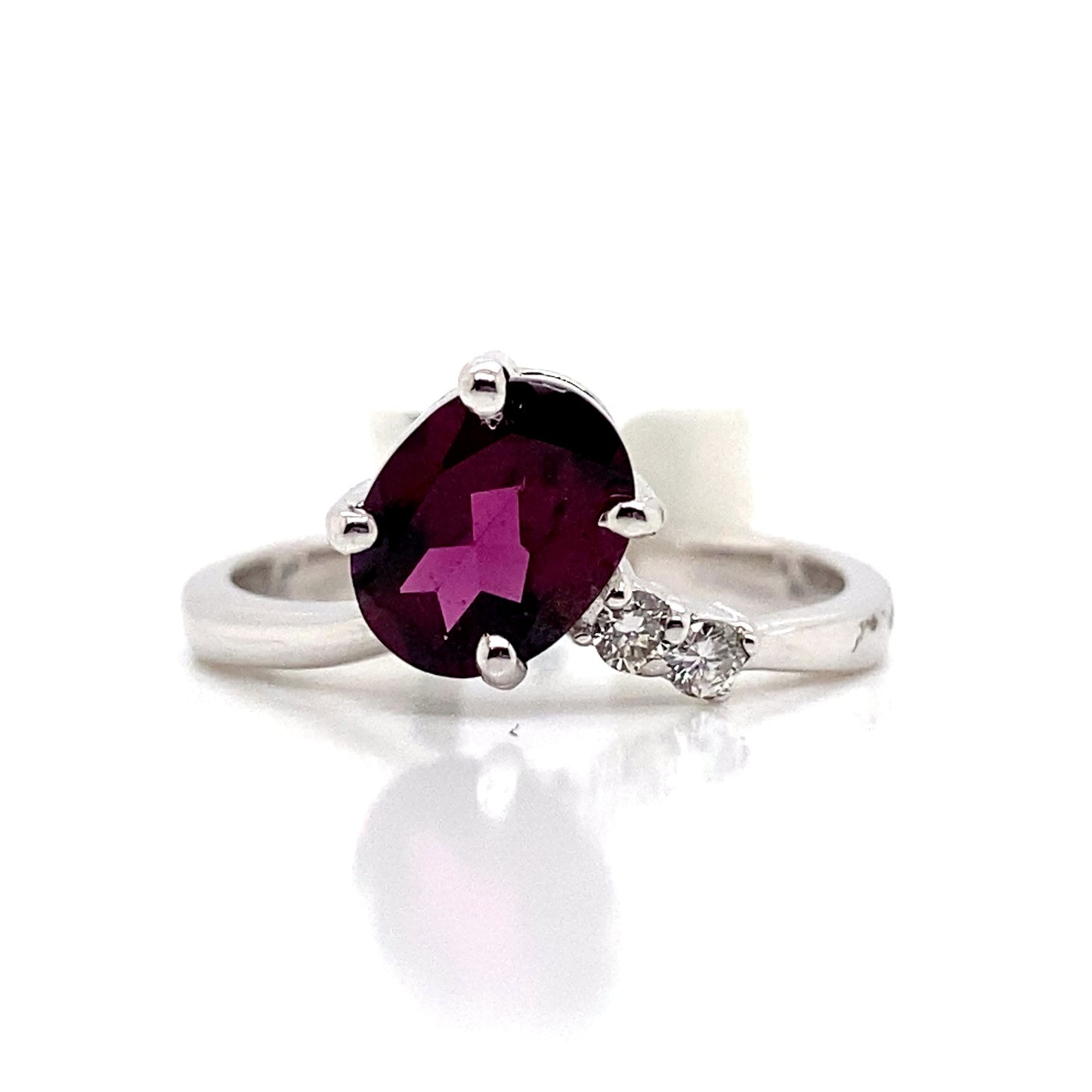 livingstone jewelry 14k white gold 1.55 ct rhodolite center 0.062 tw natural diamond accent ring