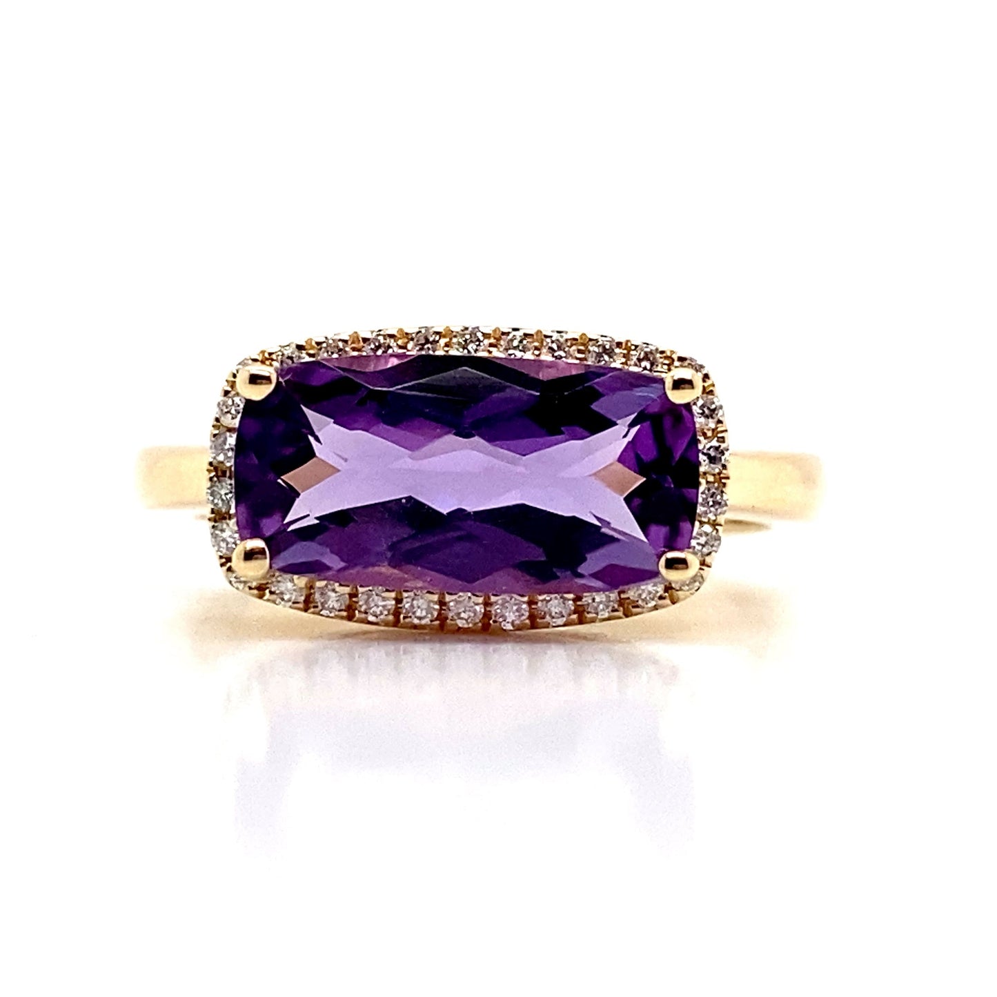 livingstone jewelry 14k white gold 2.20 ct amethyst center 0.18 tw natural diamond accent ring