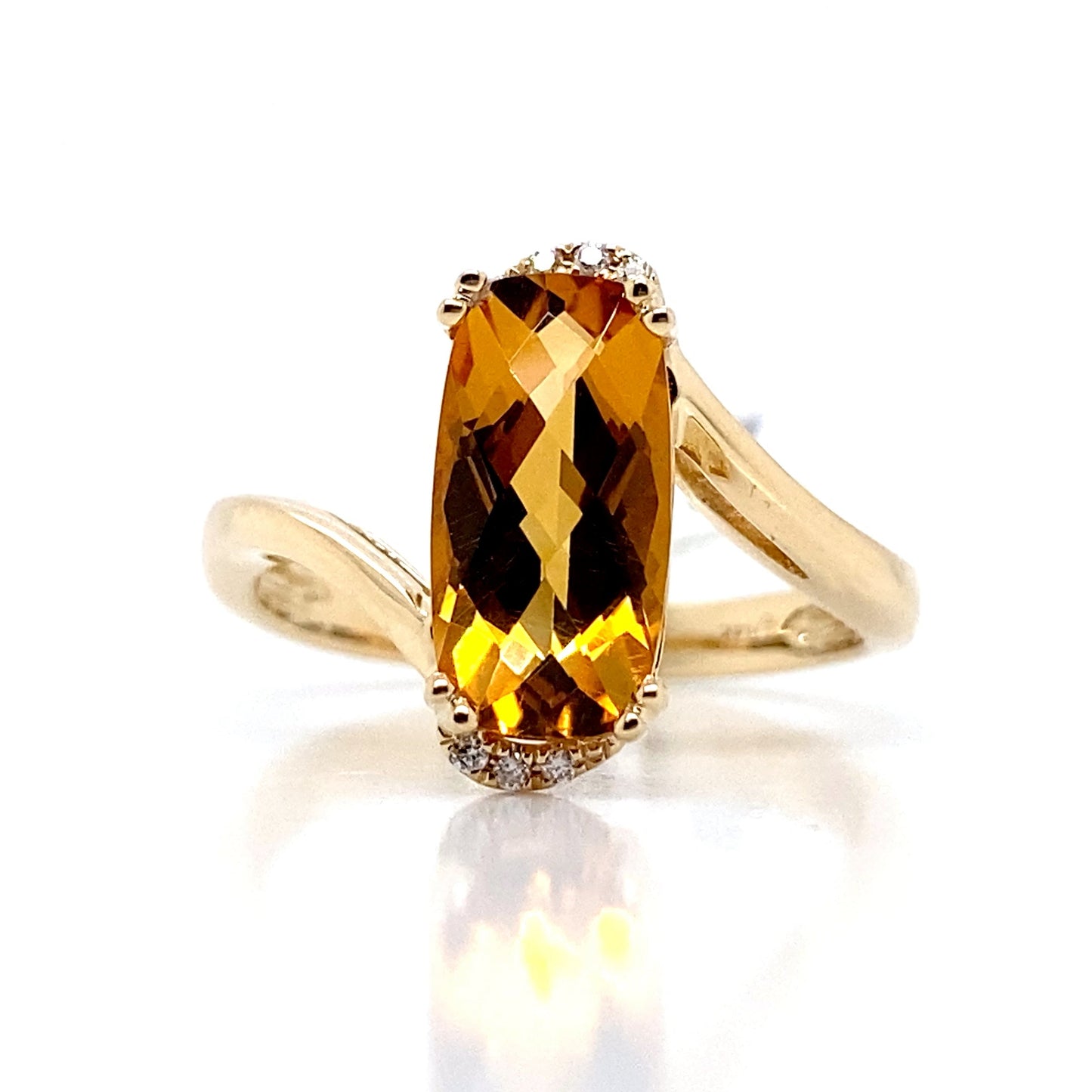 livingstone jewelry 14k white gold 2.20 ct citrine center 0.036 tw natural diamond accent ring