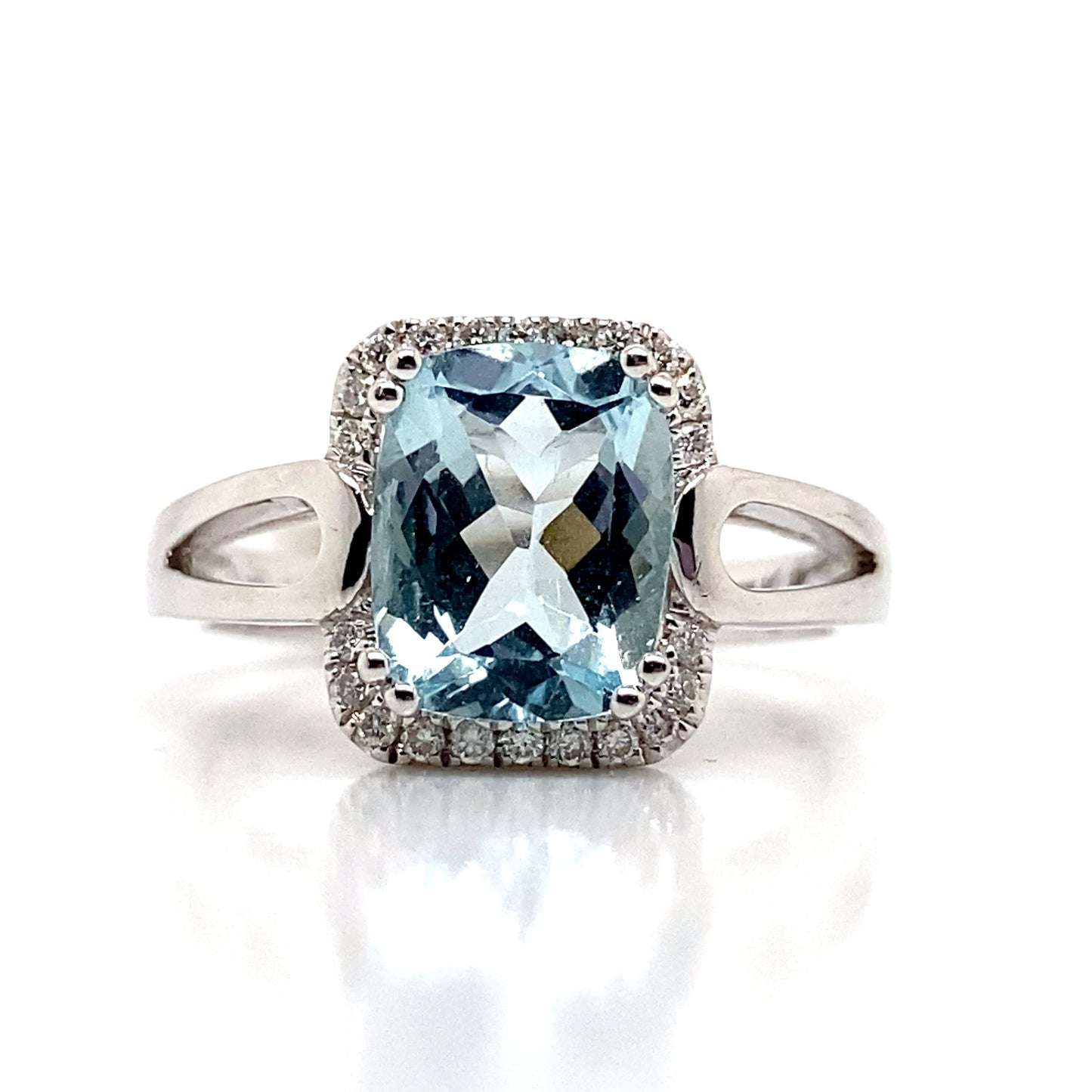 livingstone jewelry 14k white gold 2.15 ct aquamarine center 0.132 tw natural diamond accent ring