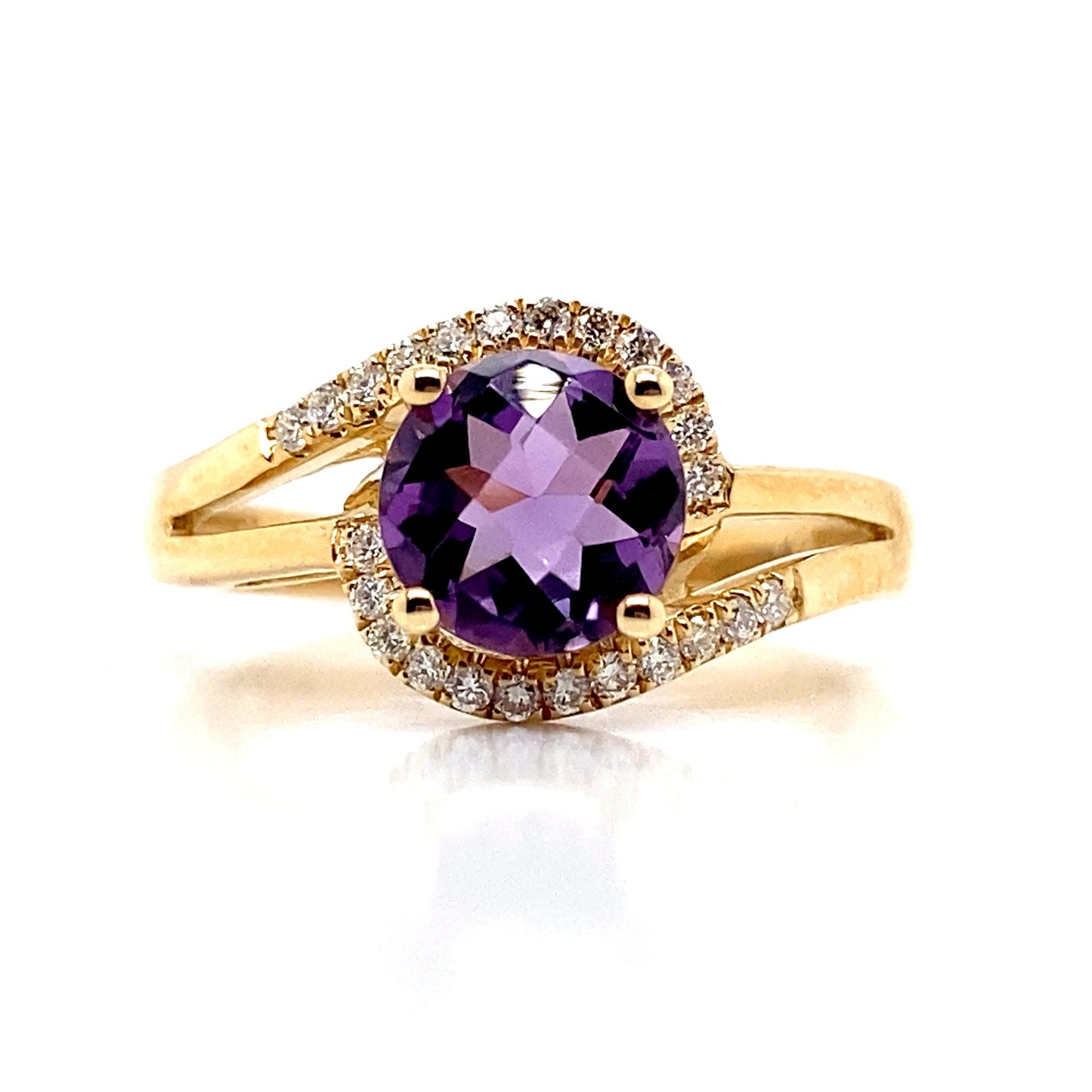 livingstone jewelry 14k white gold 1.30 ct amethyst center 0.144 tw natural diamond accent ring