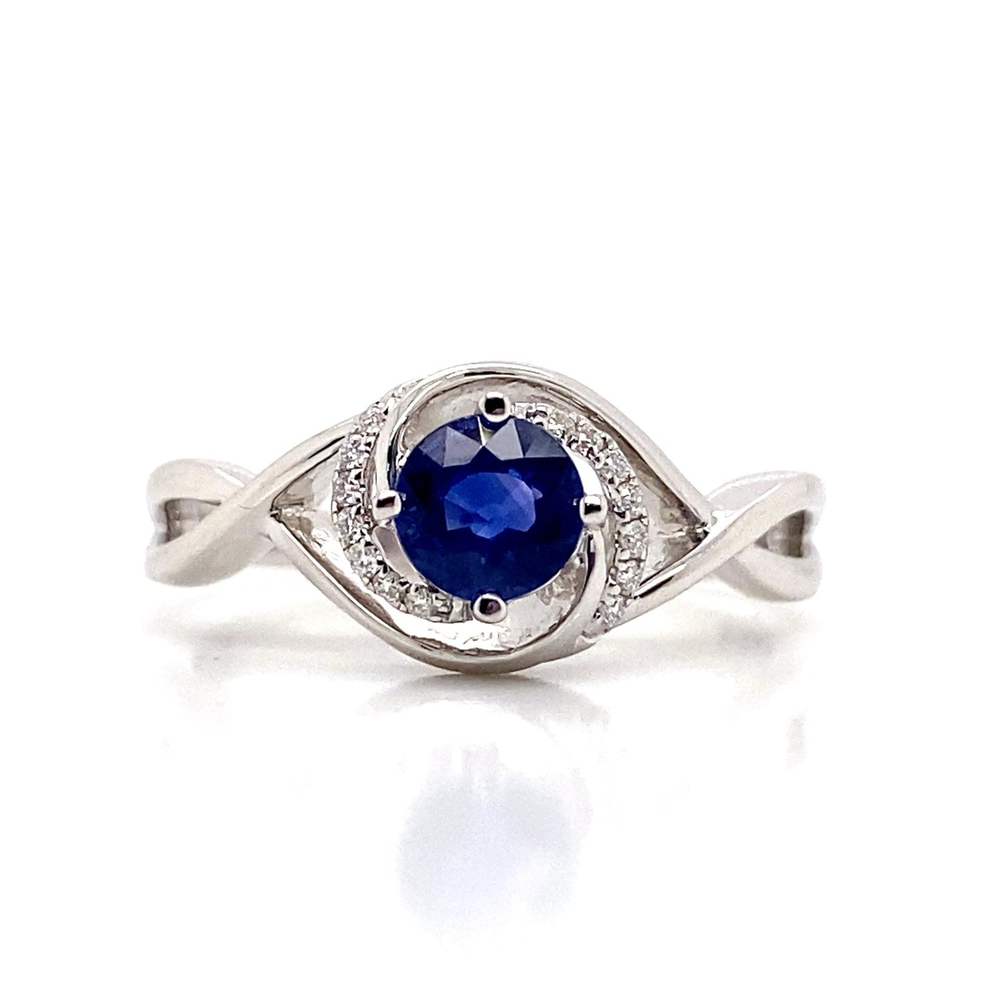 livingstone jewelry 14k white gold 0.63 ct sapphire center 0.084 tw natural diamond accent ring