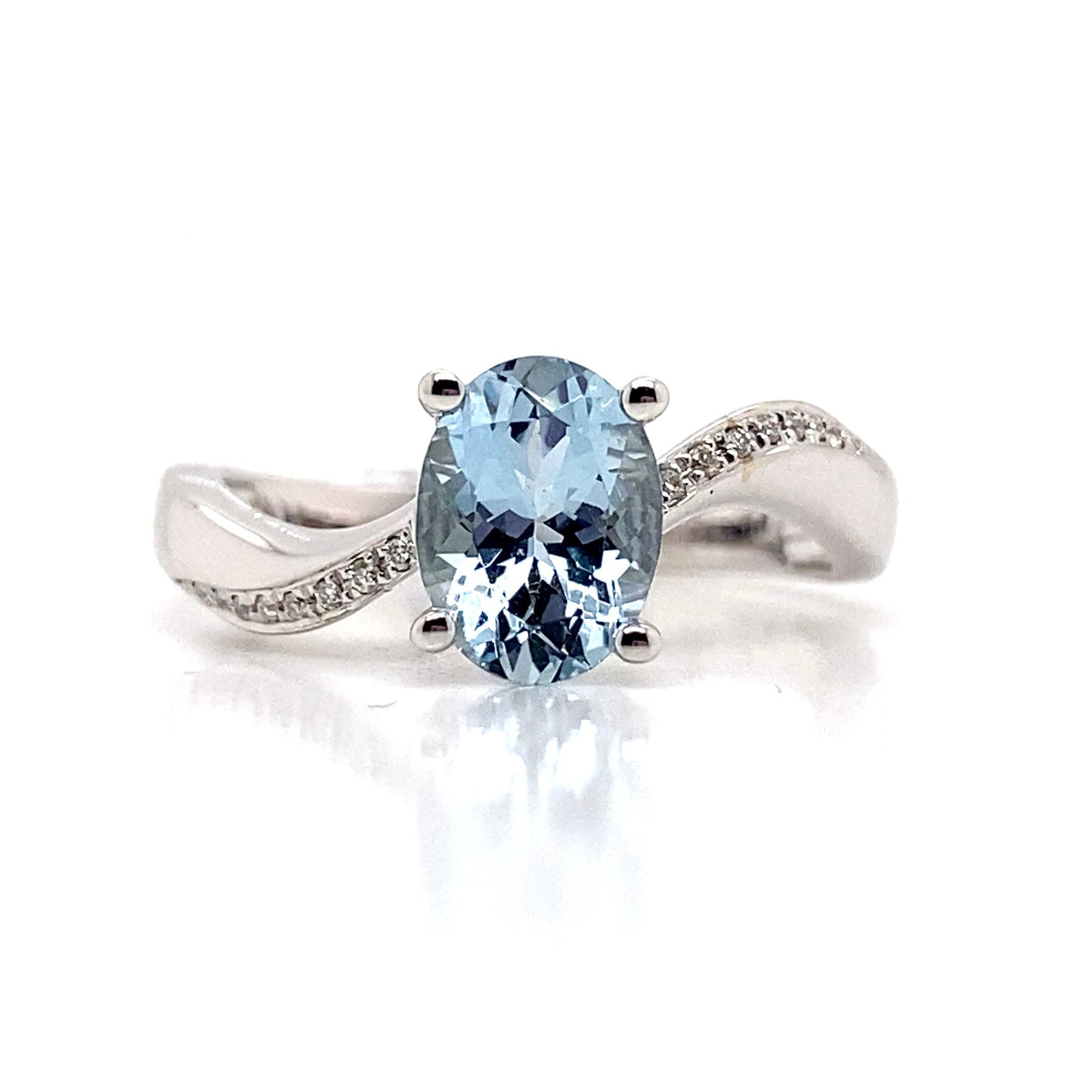 livingstone jewelry 14k white gold 1.16 ct aquamarine center 0.096 tw natural diamond accent ring