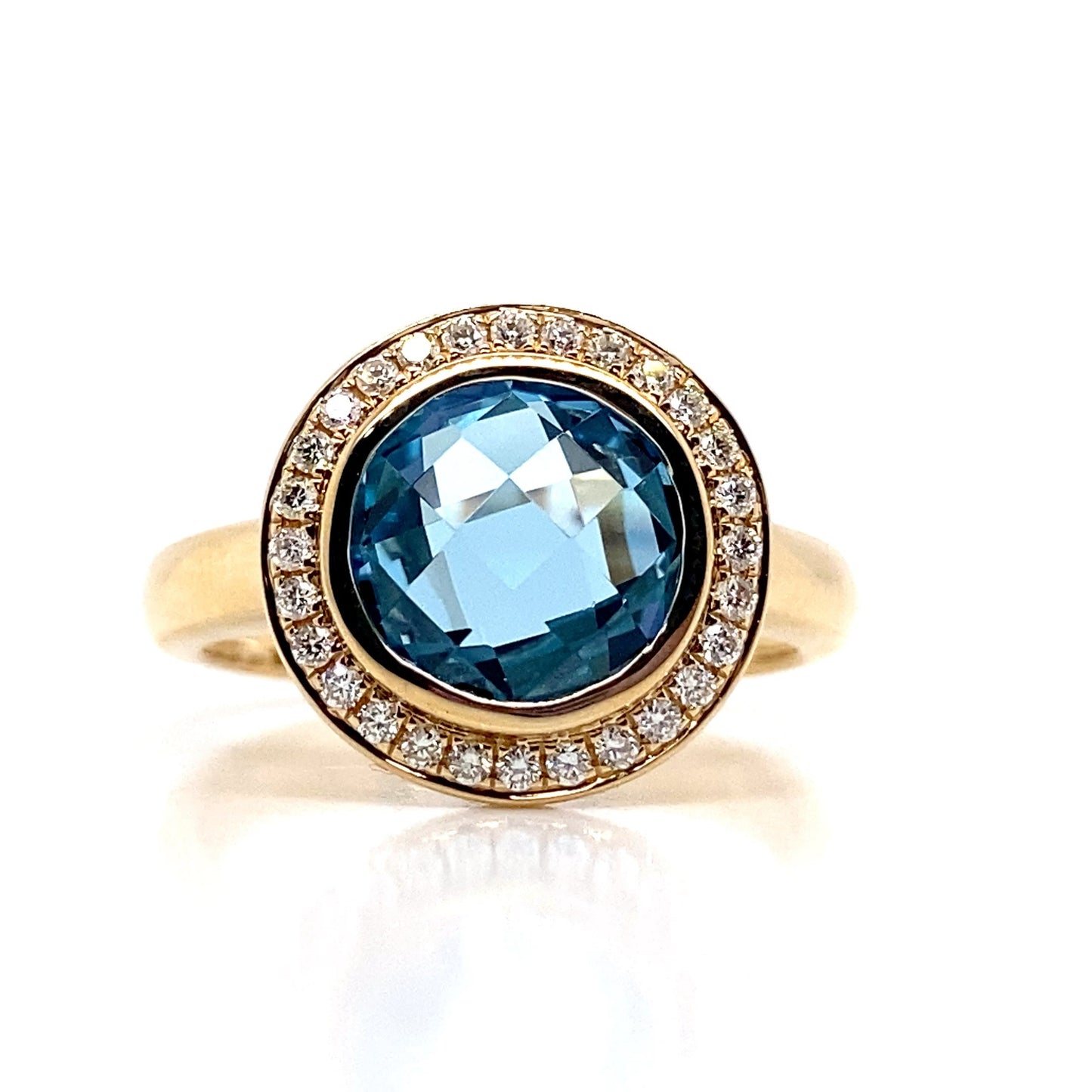 livingstone jewelry 14k white gold 3.75 ct swiss blue topaz center 0.168 tw natural diamond accent ring