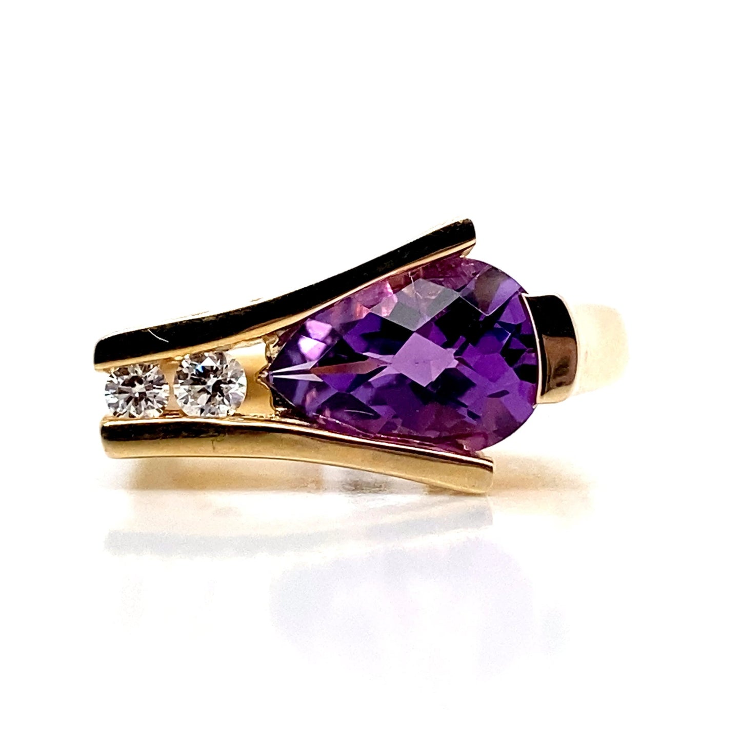 livingstone jewelry 14k white gold 1.80 ct amethyst center 0.12 tw natural diamond accent ring