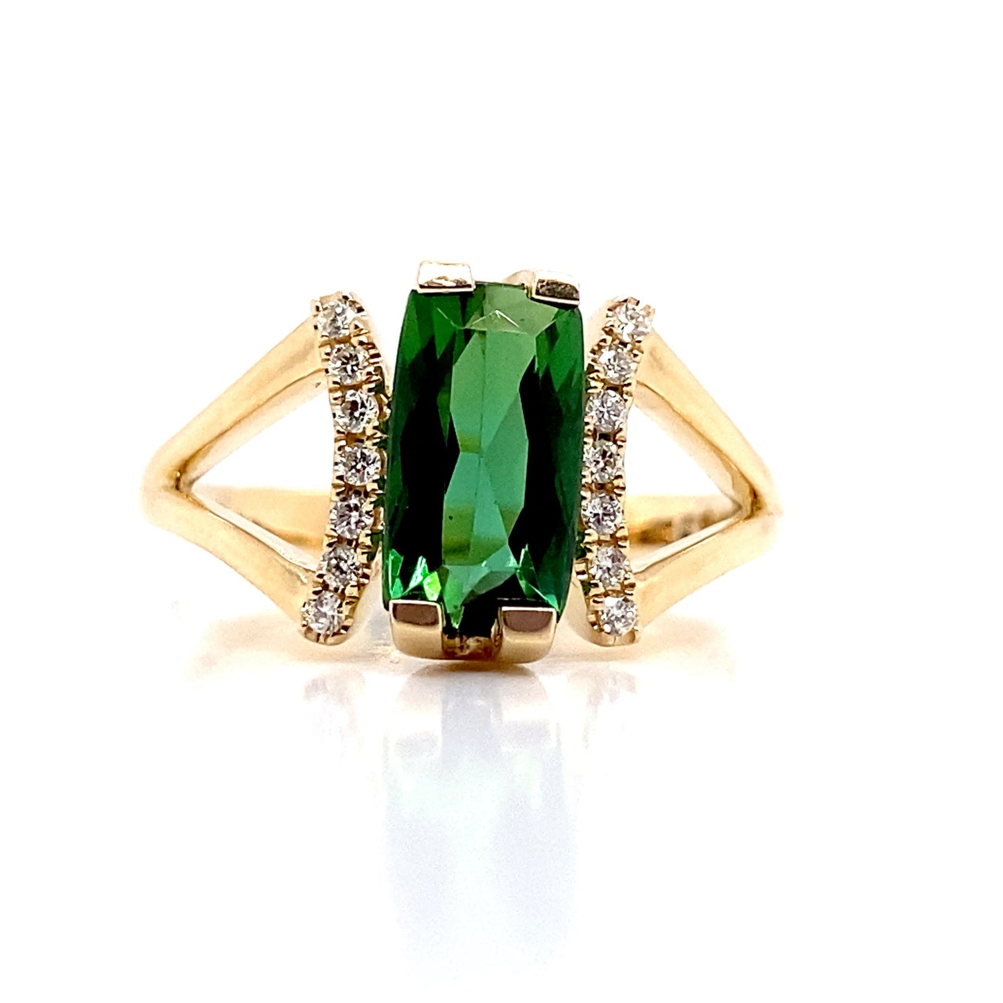 livingstone jewelry 14k white gold 1.85 ct green tourmaline center 0.112 tw natural diamond accent ring