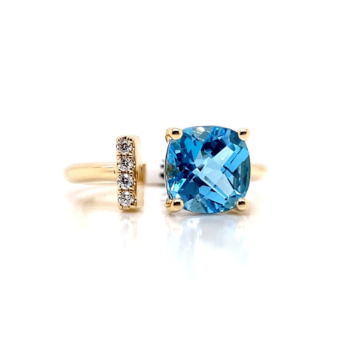 livingstone jewelry 14k white gold 2.90 ct swiss blue topaz center 0.052 tw natural diamond accent ring