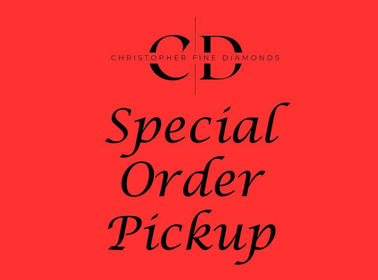 A red background highlights "SPECIAL ORDER - FULFILLED" along with the Christopher Fine Diamonds logo in sleek black text, underscoring the elegance of your special order completion.