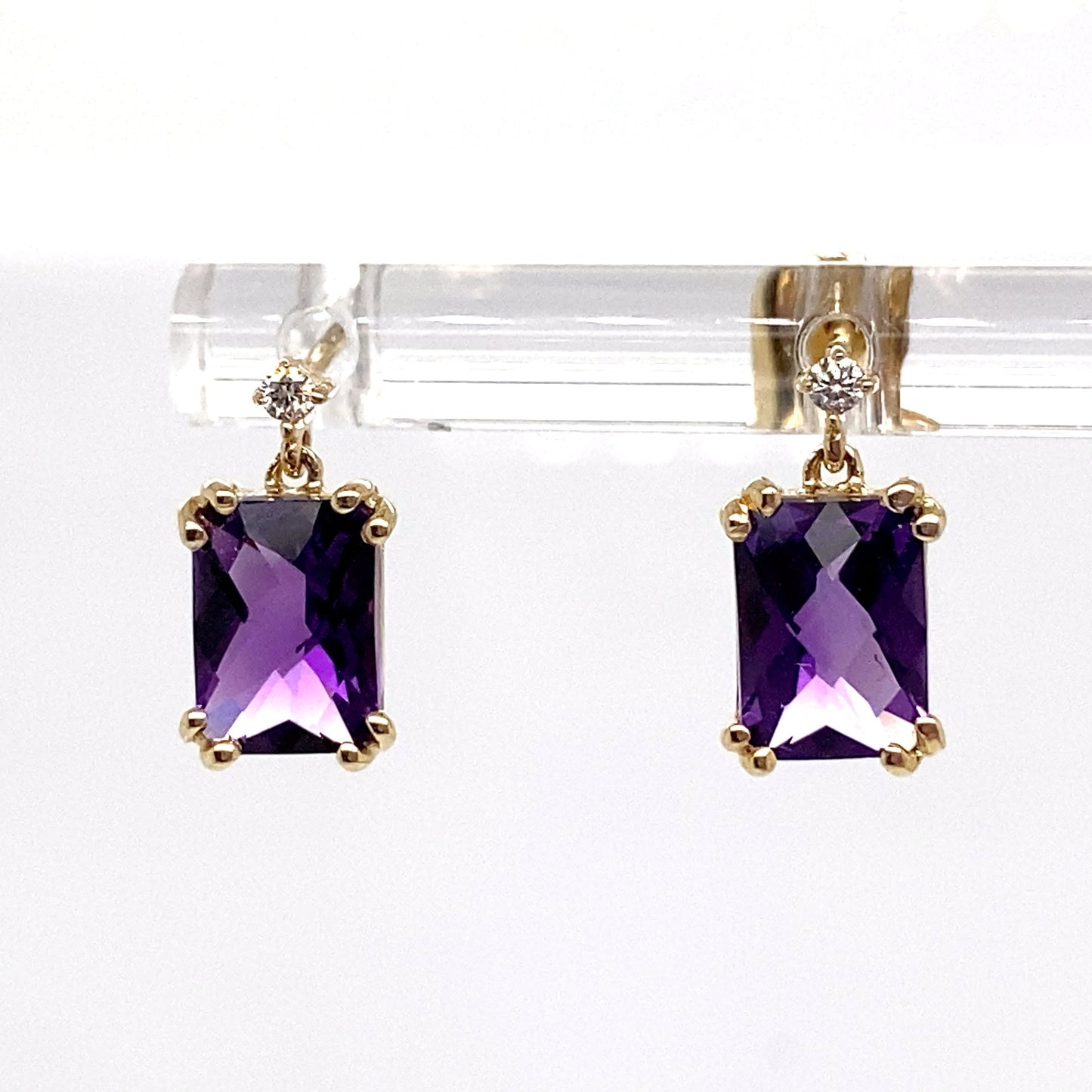 livingstone jewelry 14k white gold 1.90 ct tw amethyst center 0.036 ct tw natural diamond accent earrings