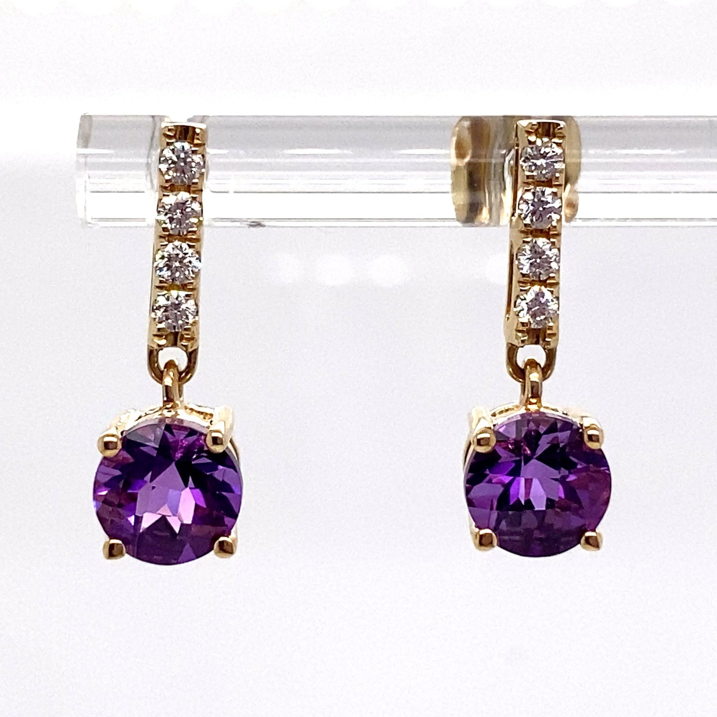 livingstone jewelry 14k white gold 1.60 ct tw amethyst center 0.184 ct tw natural diamond accent earrings