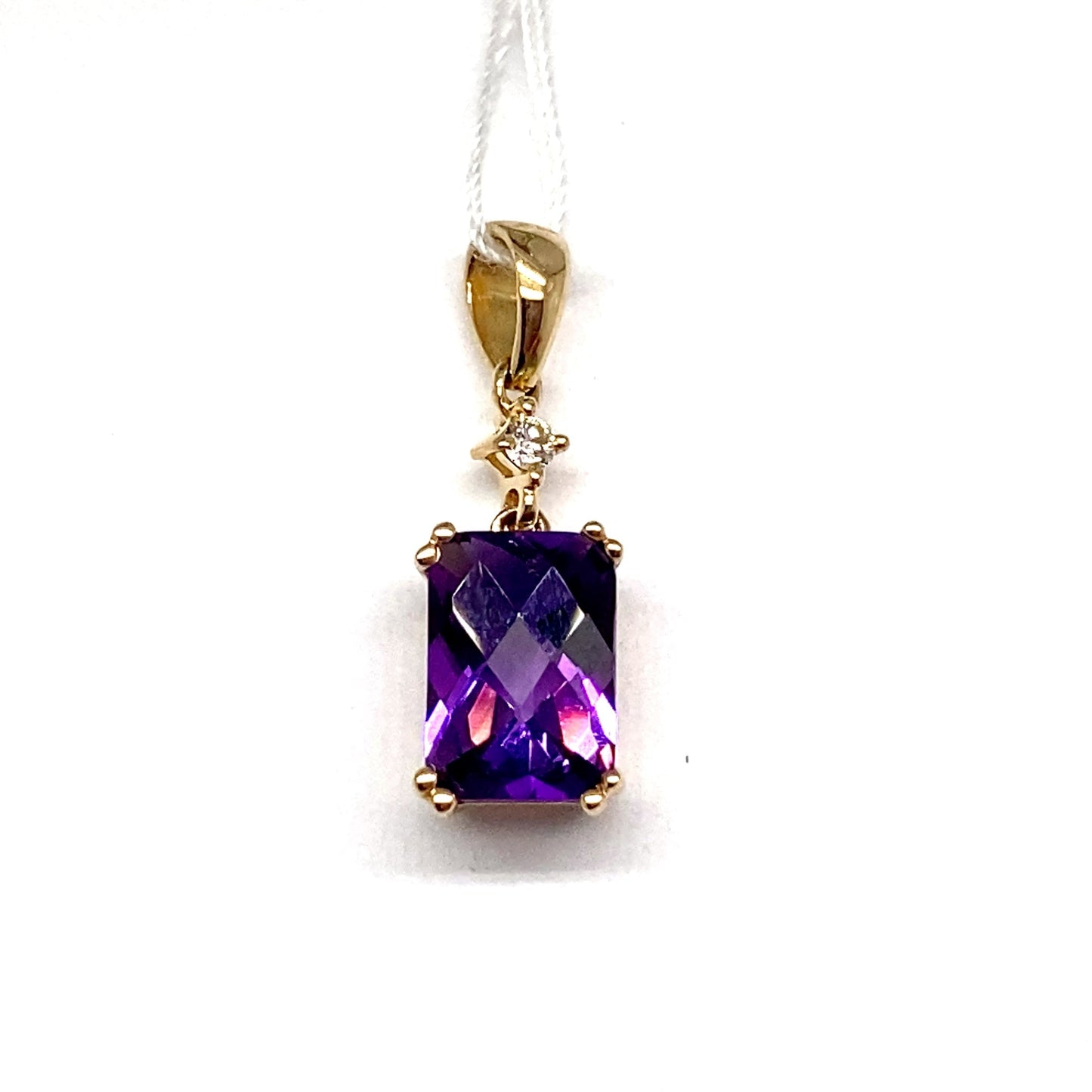 livingstone jewelry 14k white gold 0.95 ct amethyst center 0.018 ct natural diamond accent pendant