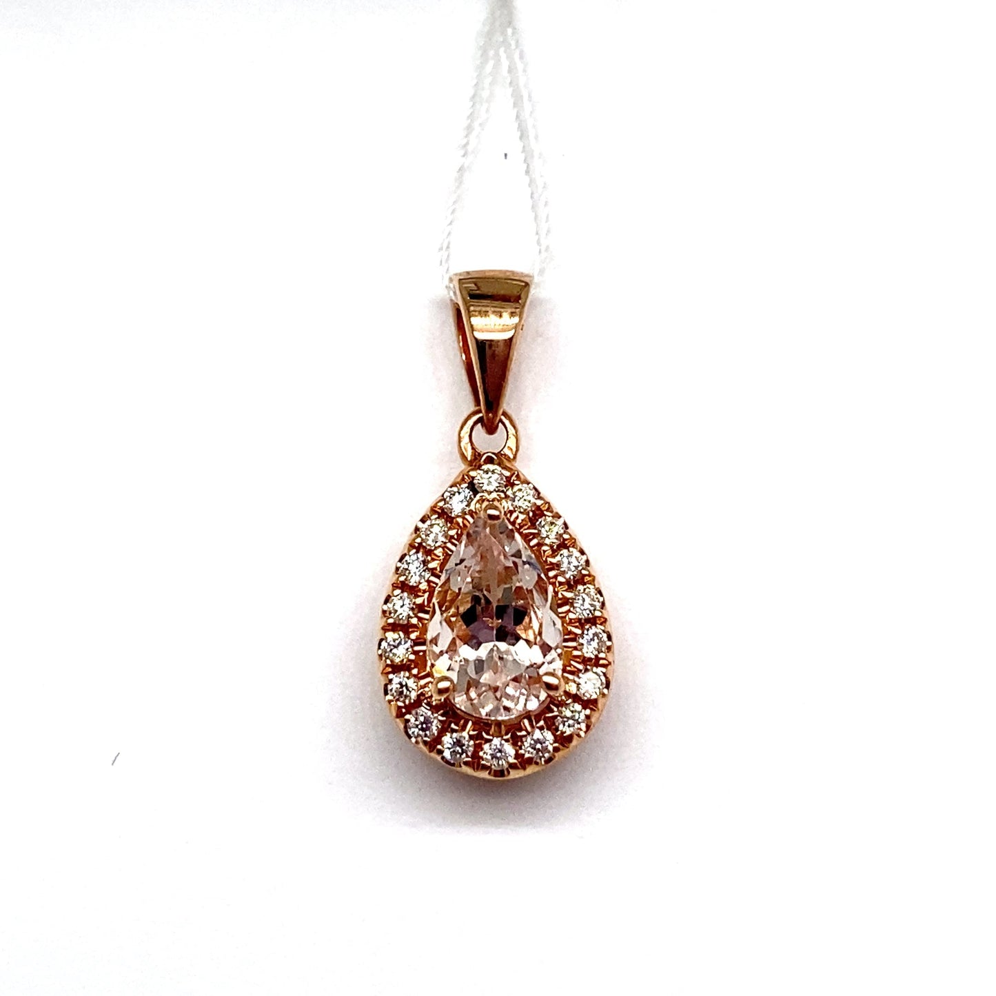 livingstone jewelry 14k rose gold 0.79 ct morganite center 0.16 ct tw natural diamond accent pendant