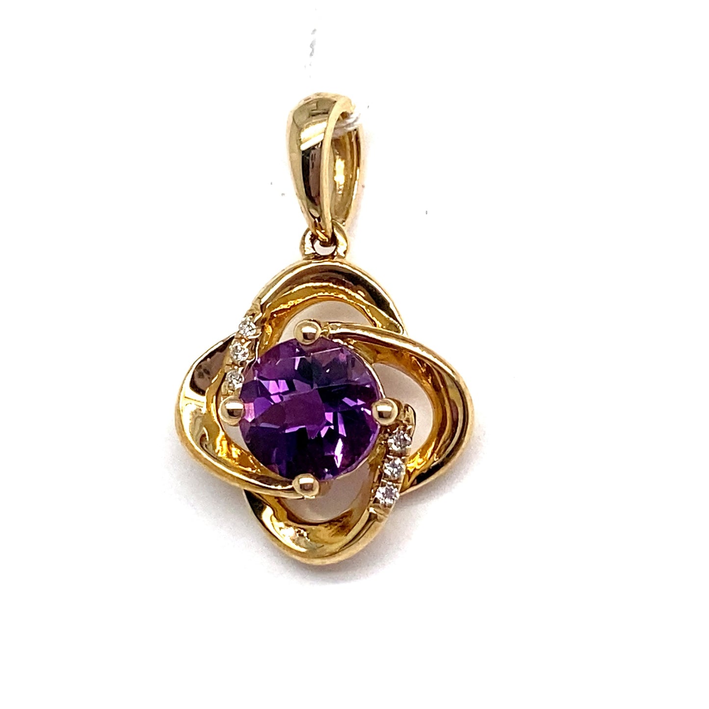 livingstone jewelry 14k white gold 1.30 ct amethyst center 0.036 ct tw natural diamond accent pendant