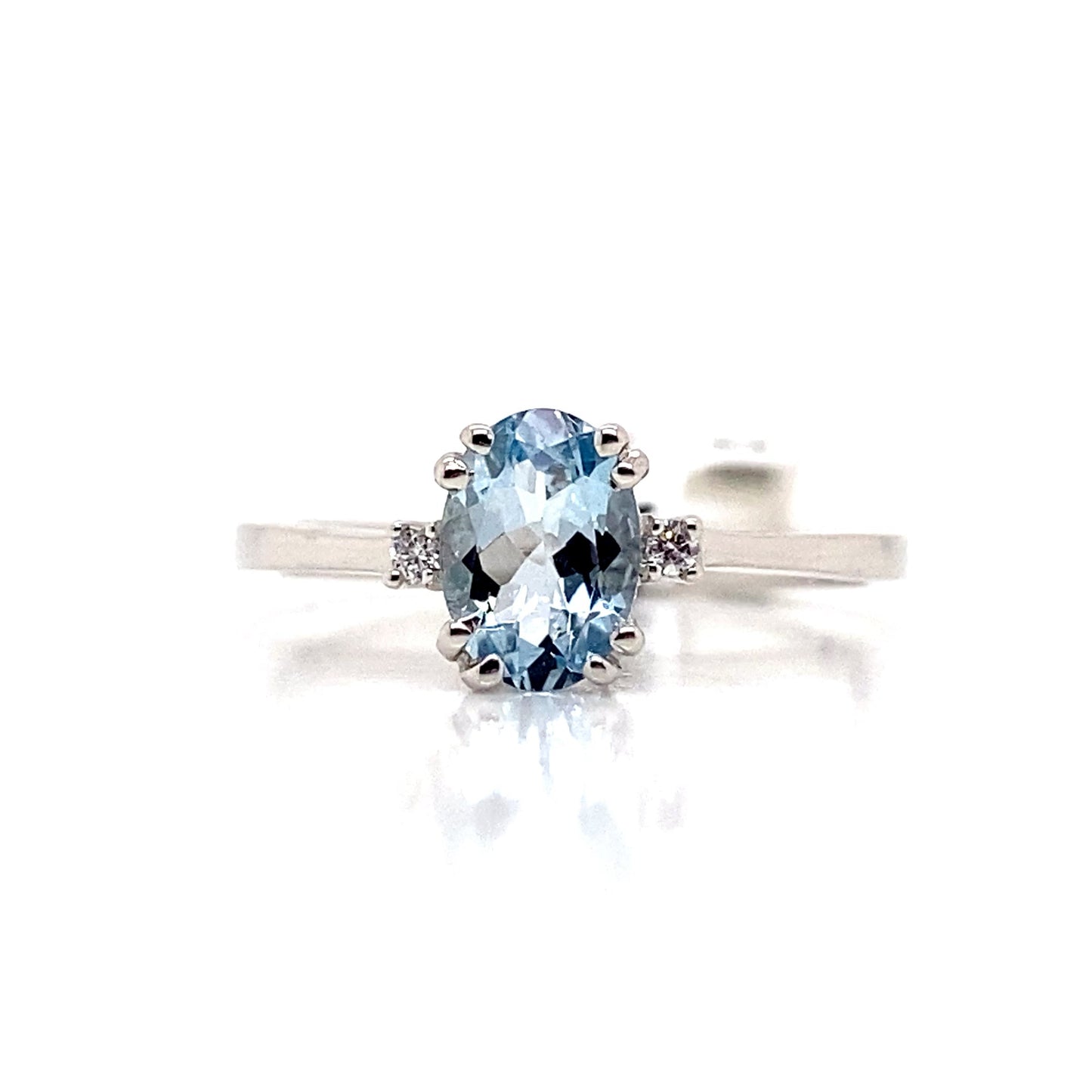 livingstone jewelry 14k white gold 0.70 ct aquamarine center 0.022 tw natural diamond accent ring