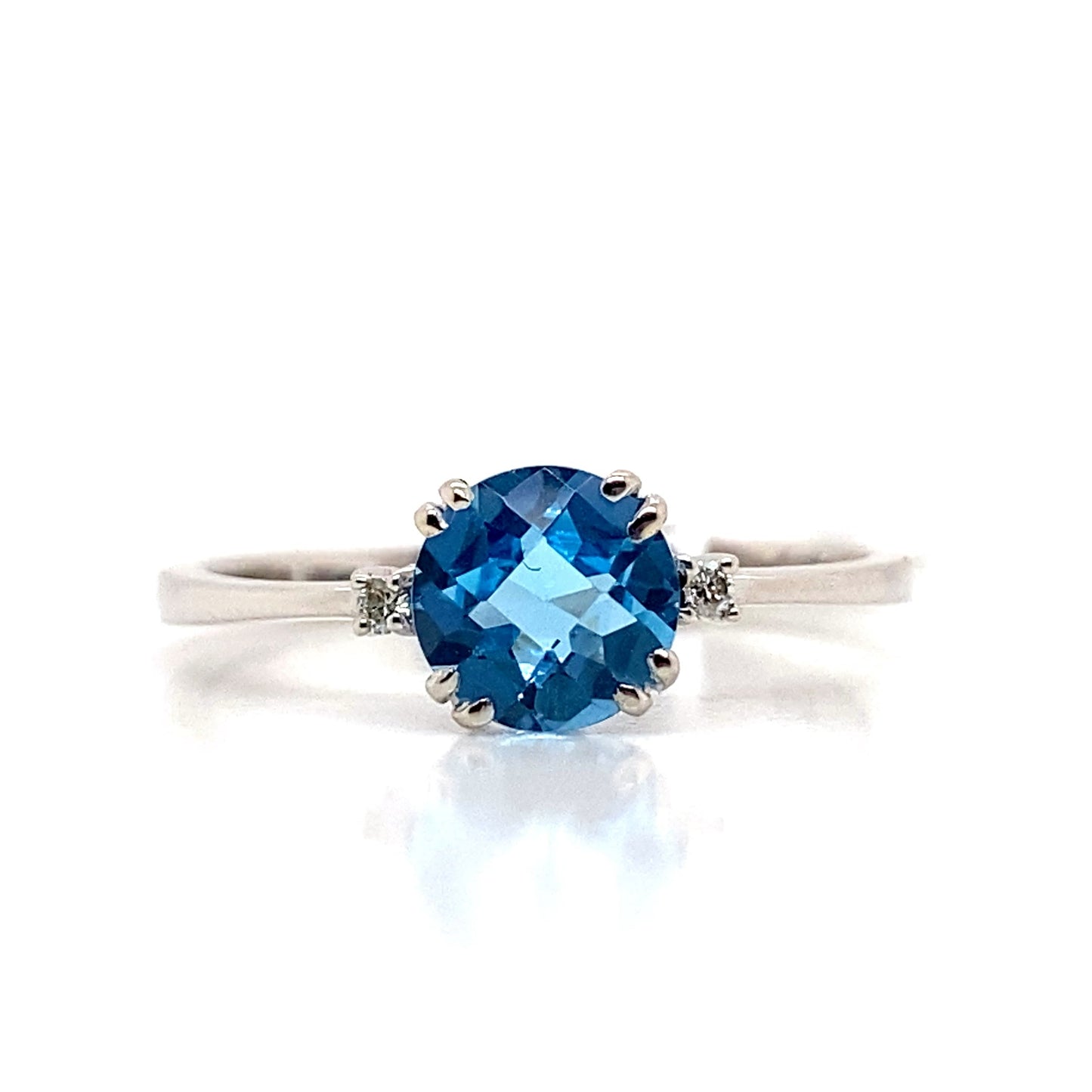 livingstone jewelry 14k white gold 1.00 ct swiss blue topaz and 0.018 tw natural diamond accent ring