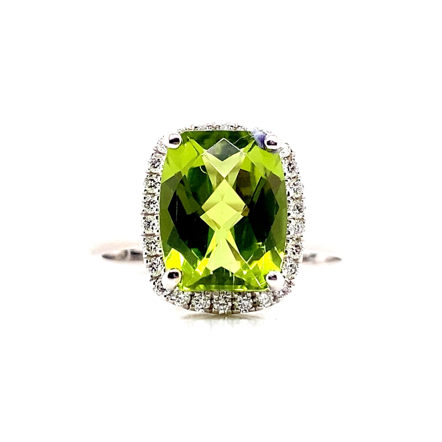 livingstone jewelry 14k white gold 3.74 ct peridot and 0.208 tw natural diamond accent ring