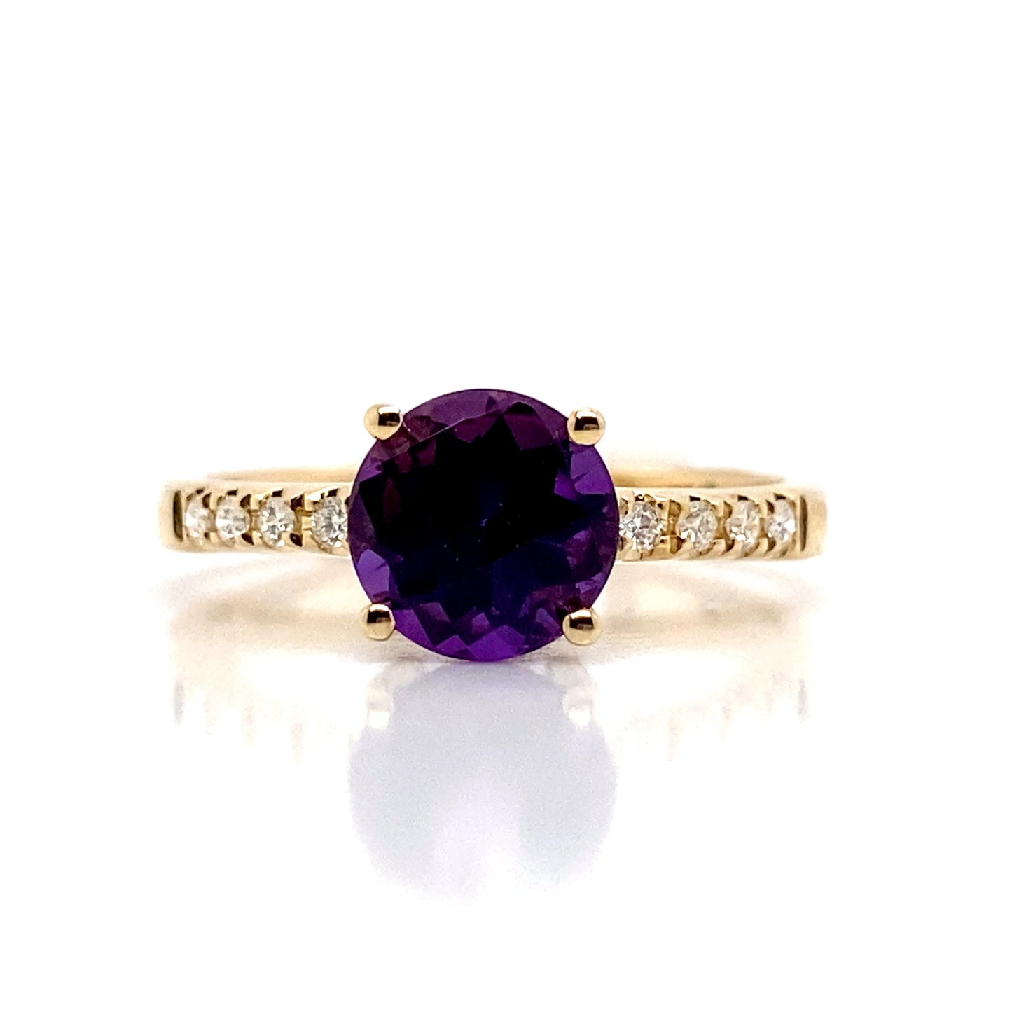 livingstone jewelry 14k yellow gold 1.30 ct amethyst and 0.088 tw natural diamond accent ring