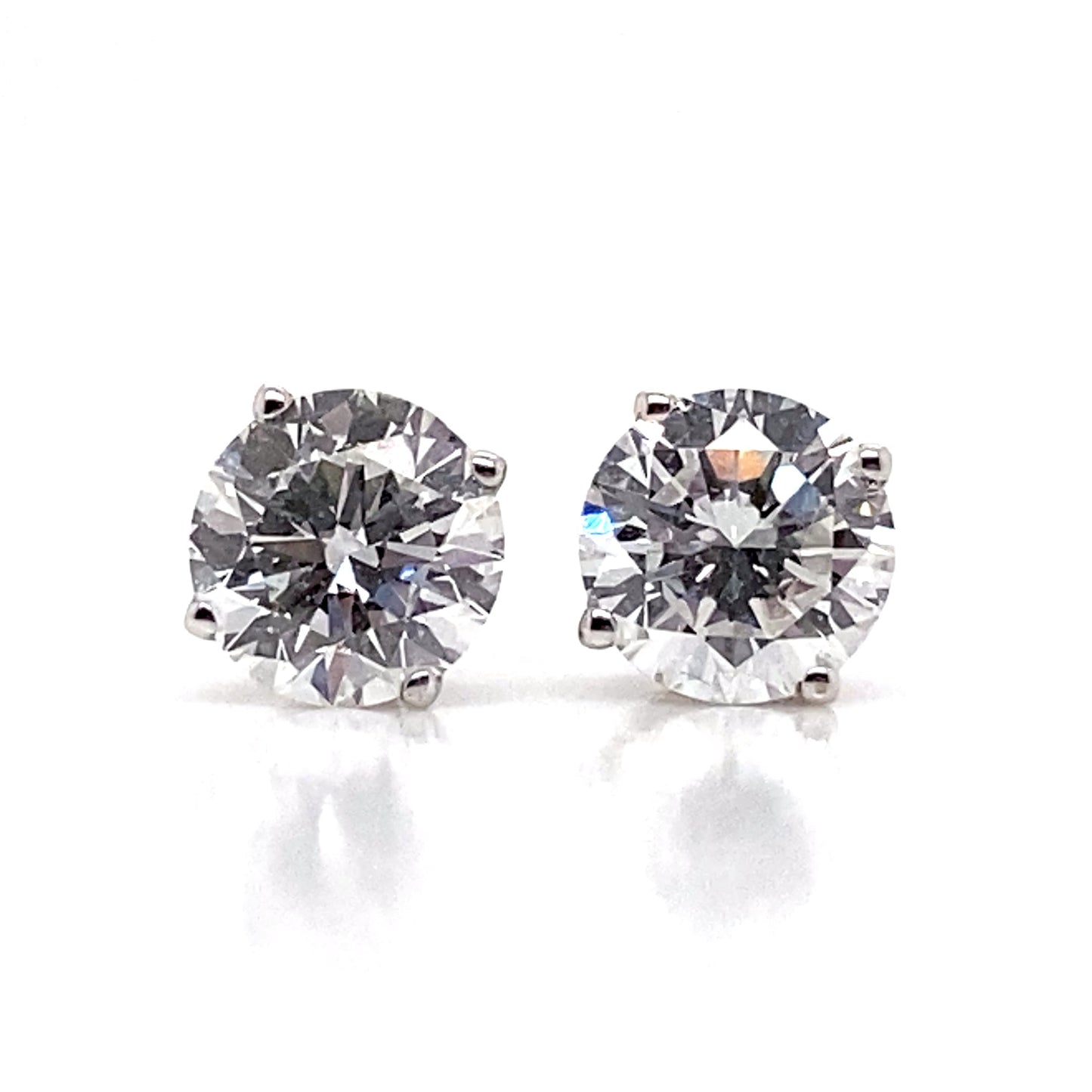 aster jewels 14k white gold 1.35 ct tw lab grown round brilliant diamond stud earrings