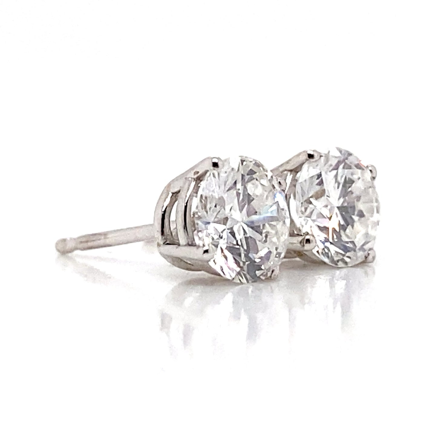 aster jewels 14k white gold 1.35 ct tw lab grown round brilliant diamond stud earrings