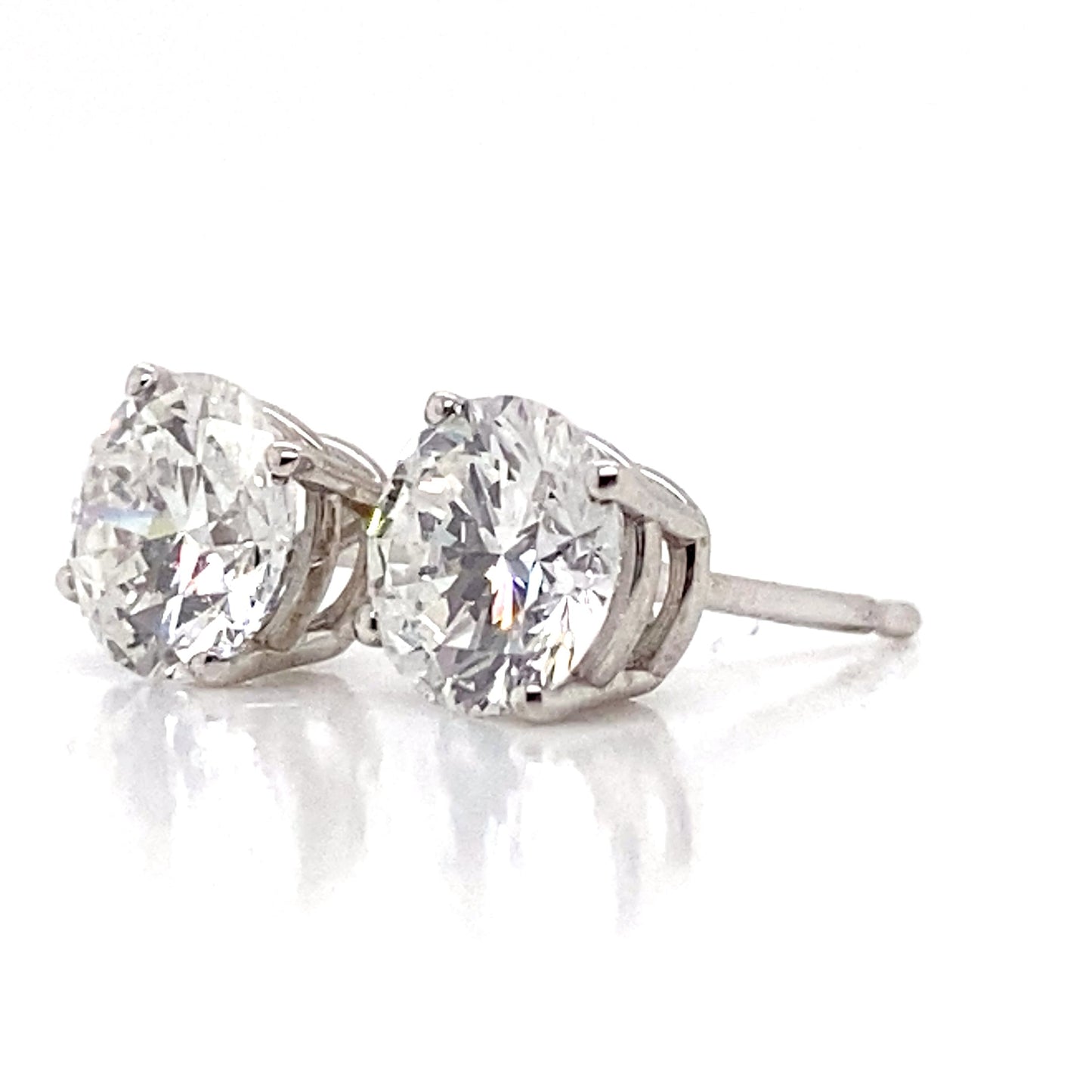 aster jewels 14k white gold 1.35 ct tw lab grown round brilliant diamond stud earrings