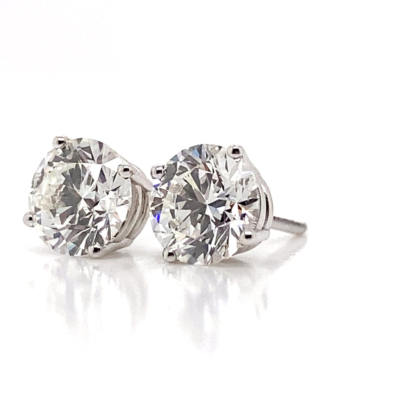 aster jewels 14k white gold  2.50 ct tw lab grown round brilliant diamond   stud earrings