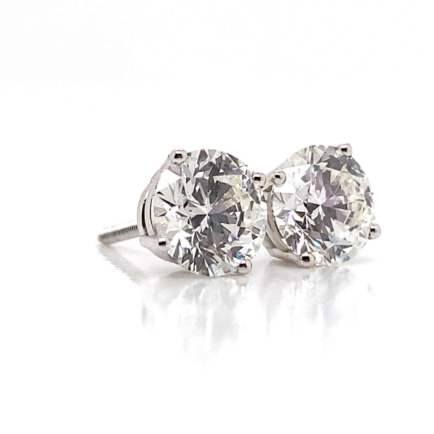 aster jewels 14k white gold  2.50 ct tw lab grown round brilliant diamond   stud earrings