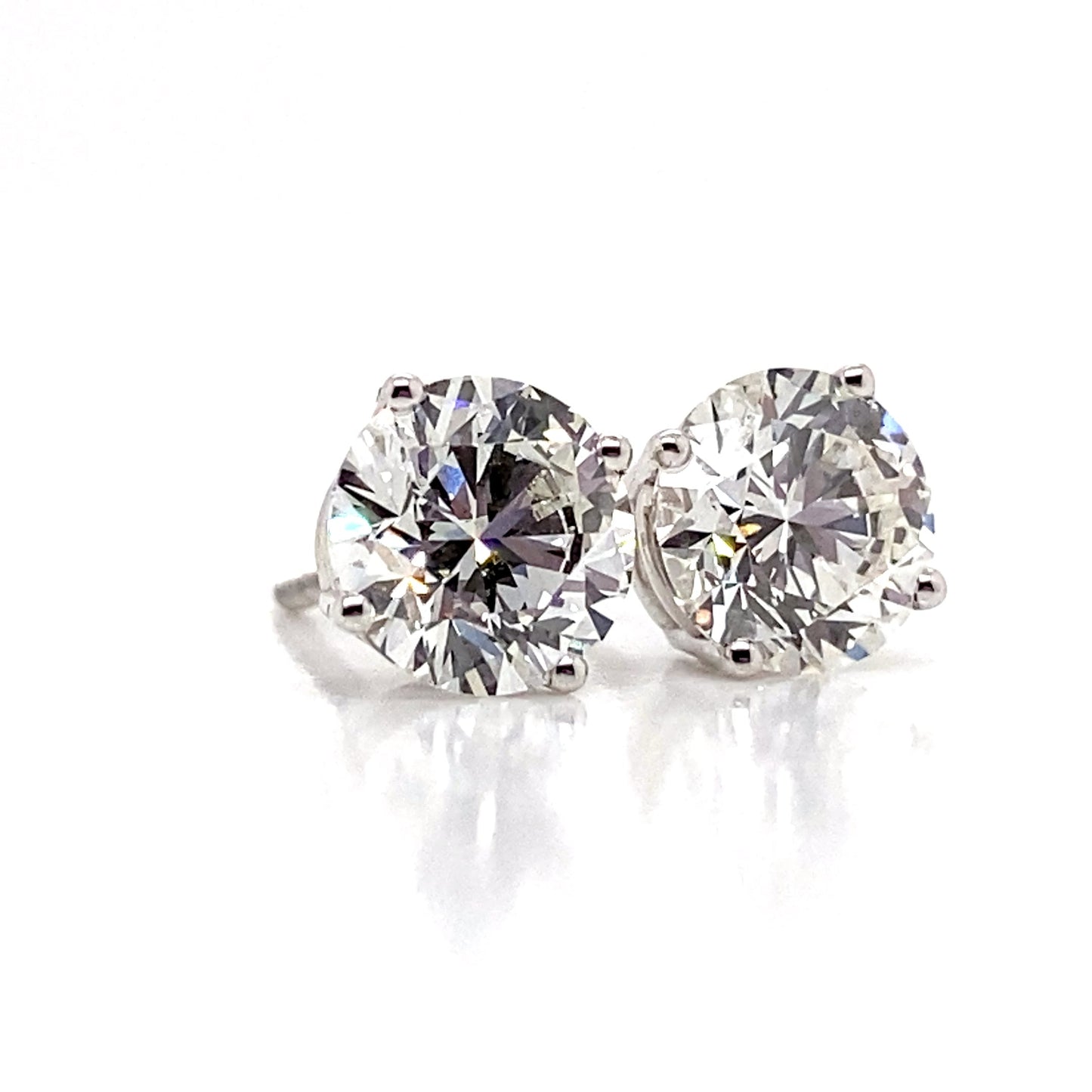 aster jewels 14k white gold  2.50 ct tw lab grown round brilliant diamond   stud earrings