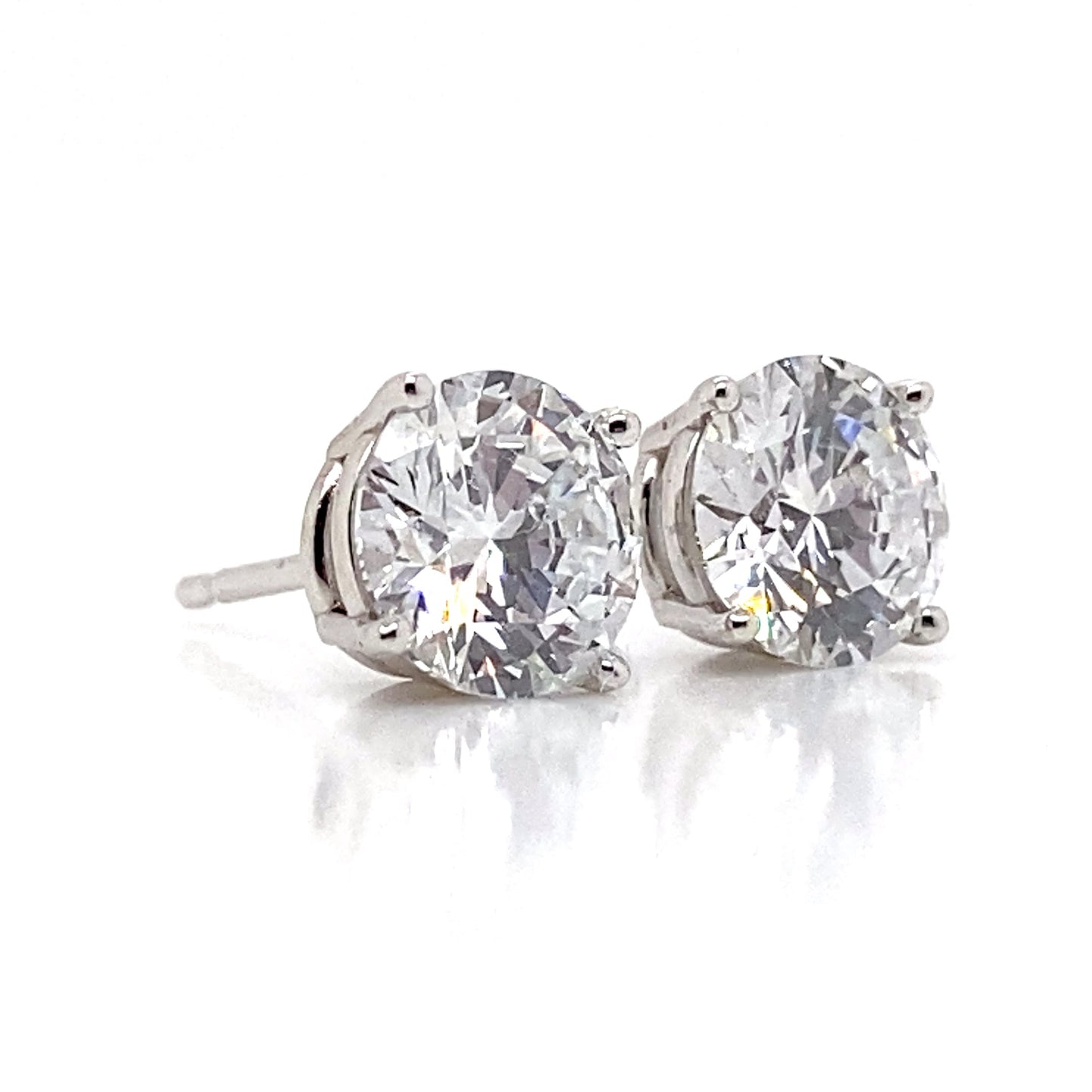 aster jewels 14k white gold   2.0 ct tw lab grown round brilliant diamond   stud earrings