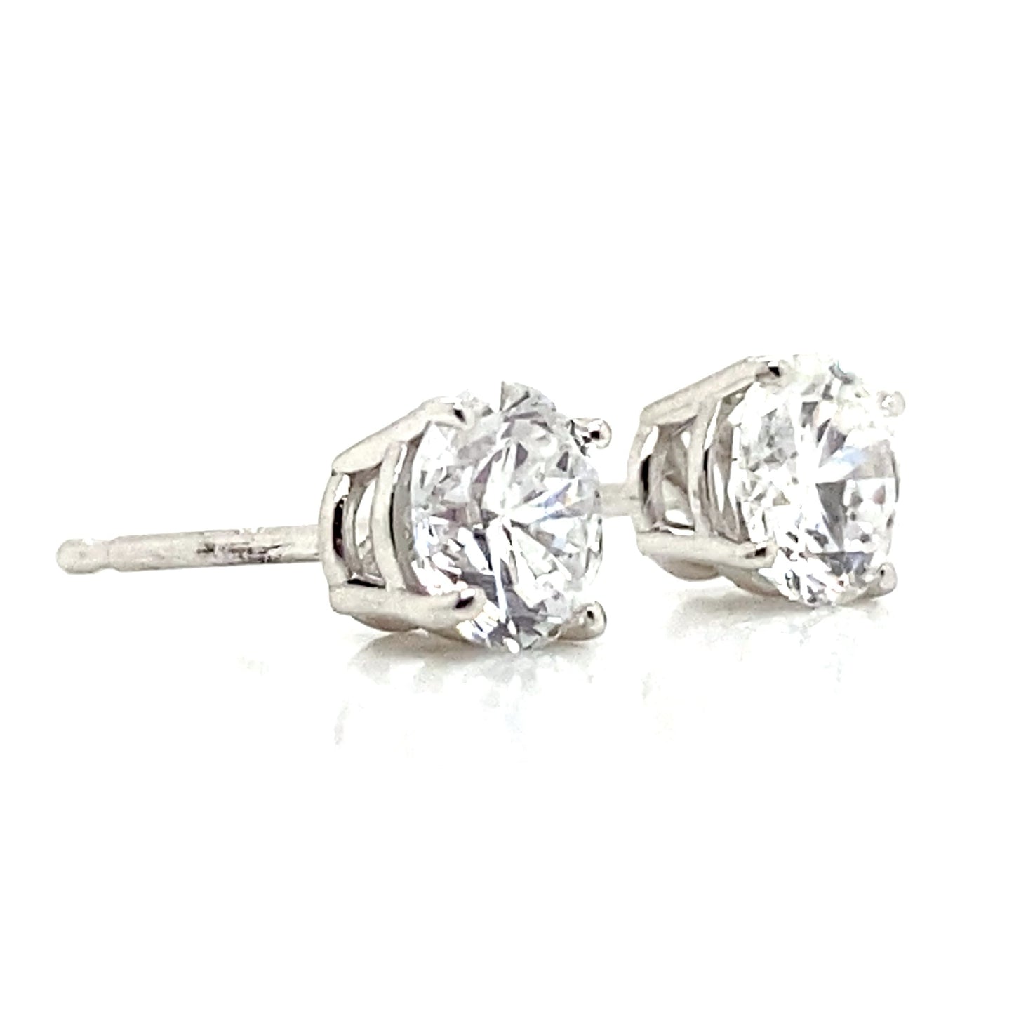 aster jewels 14k white gold   1 ct tw lab grown round brilliant diamond   stud earrings