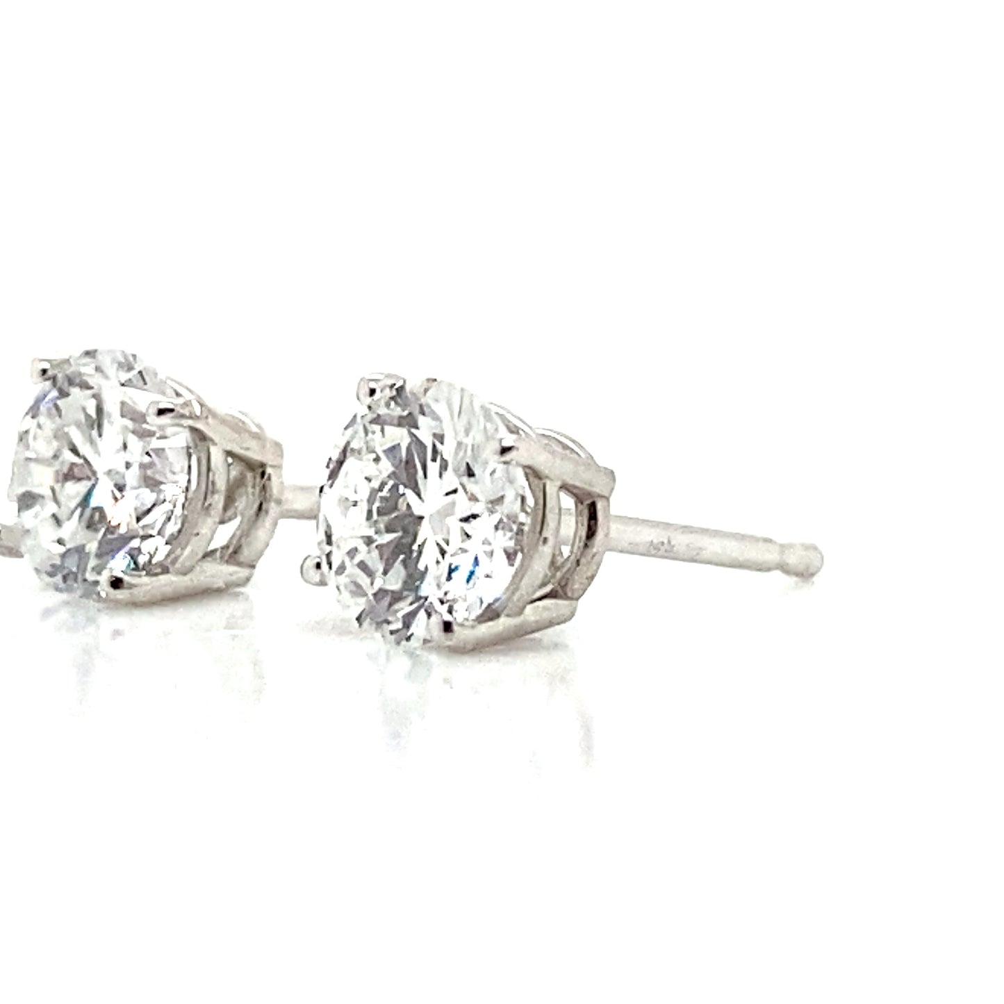 aster jewels 14k white gold   1 ct tw lab grown round brilliant diamond   stud earrings