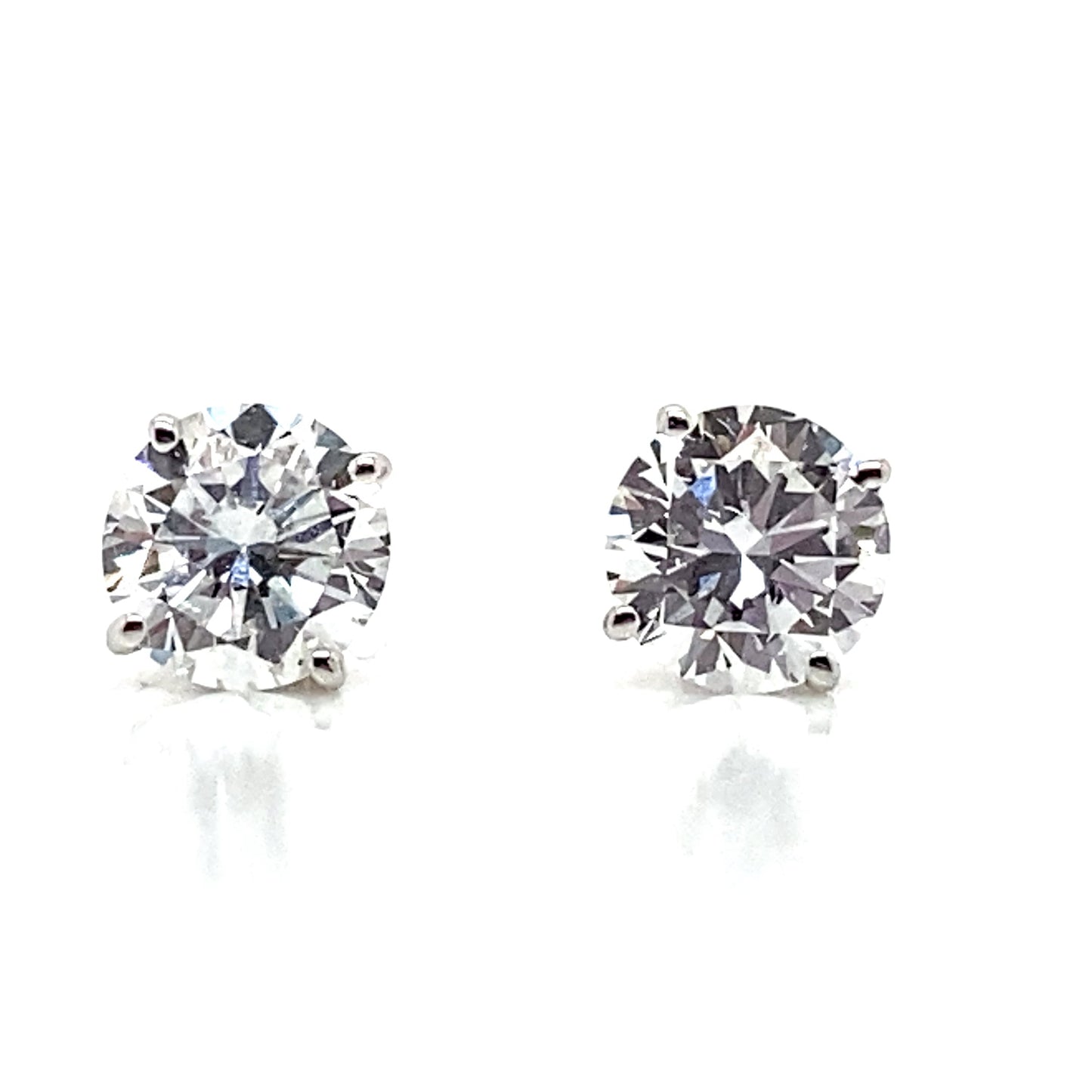 aster jewels 14k white gold   1 ct tw lab grown round brilliant diamond   stud earrings