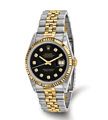 Rolex 36mm Jubilee Datejust Black Diamond Dial and 18K Fluted Bezel