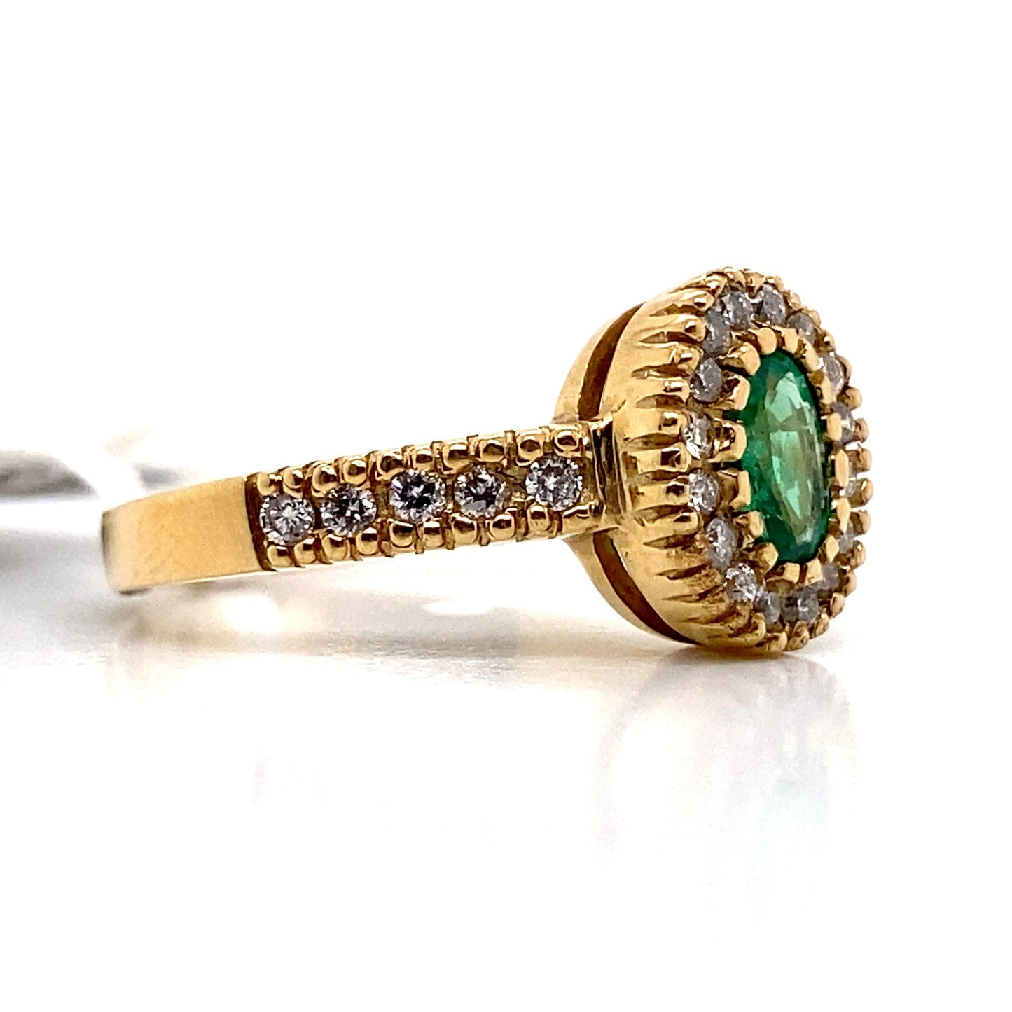 aster jewels 14k yellow gold   .36 ct natural emerald center   .31 ct tw natural round brilliant diamond accent   fashion ring