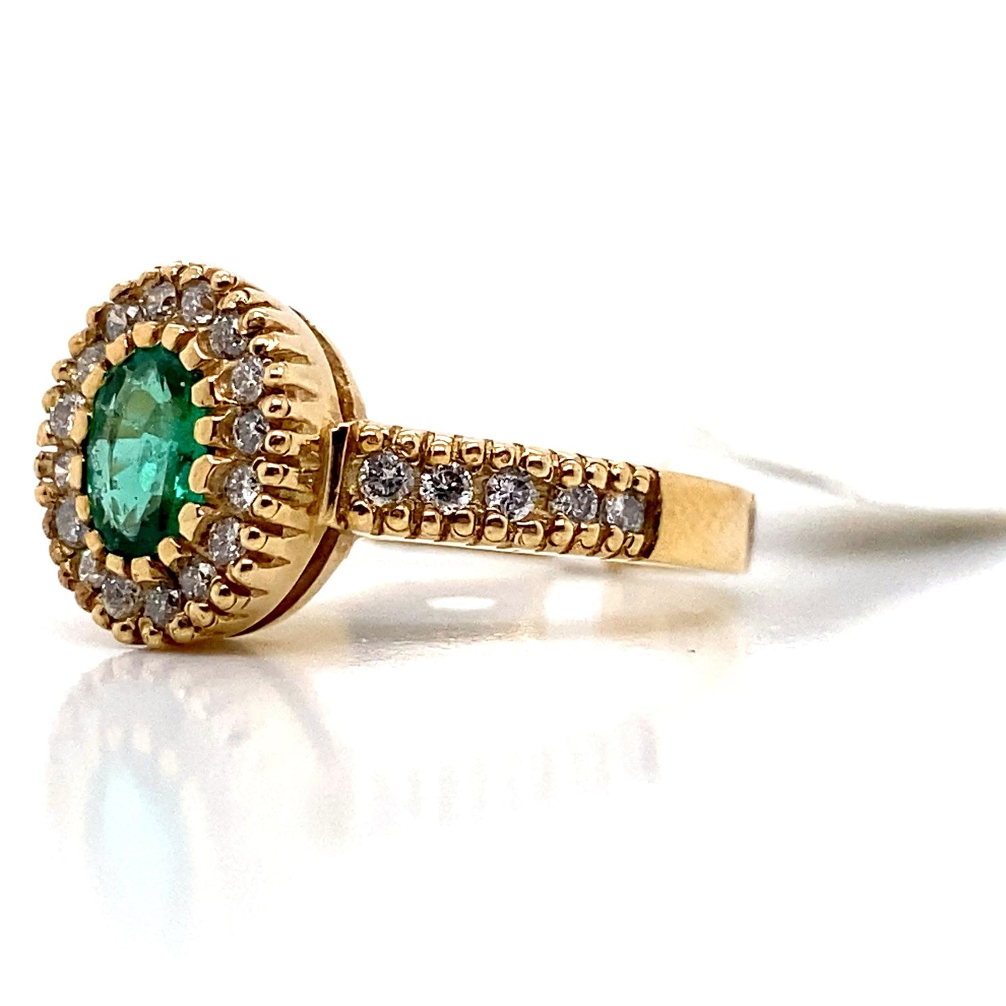 aster jewels 14k yellow gold   .36 ct natural emerald center   .31 ct tw natural round brilliant diamond accent   fashion ring