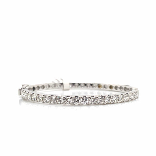 14K WHITE GOLD 3.44CT TW LAB GROWN ROUND BRILLIANT DIAMOND BANGLE STYLE BRACELET