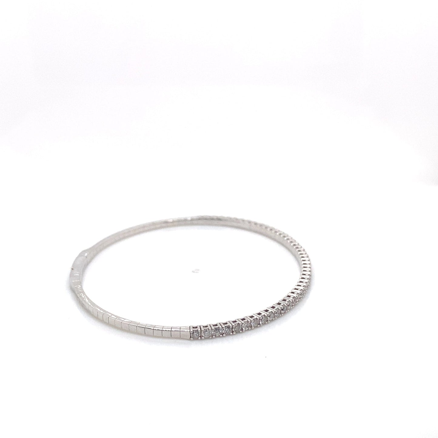14K WHITE GOLD 2.54 CT TW LAB GROWN DIAMOND CIRCLE BANGLE BRACELET