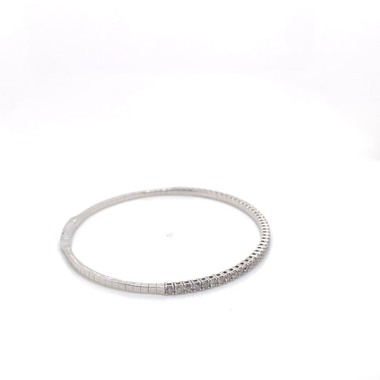14K WHITE GOLD 2.54 CT TW LAB GROWN DIAMOND CIRCLE BANGLE BRACELET