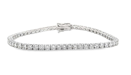 14K WHITE GOLD 5CT TW LAB GROWN ROUND BRILLIANT DIAMOND TENNIS BRACELET 7"