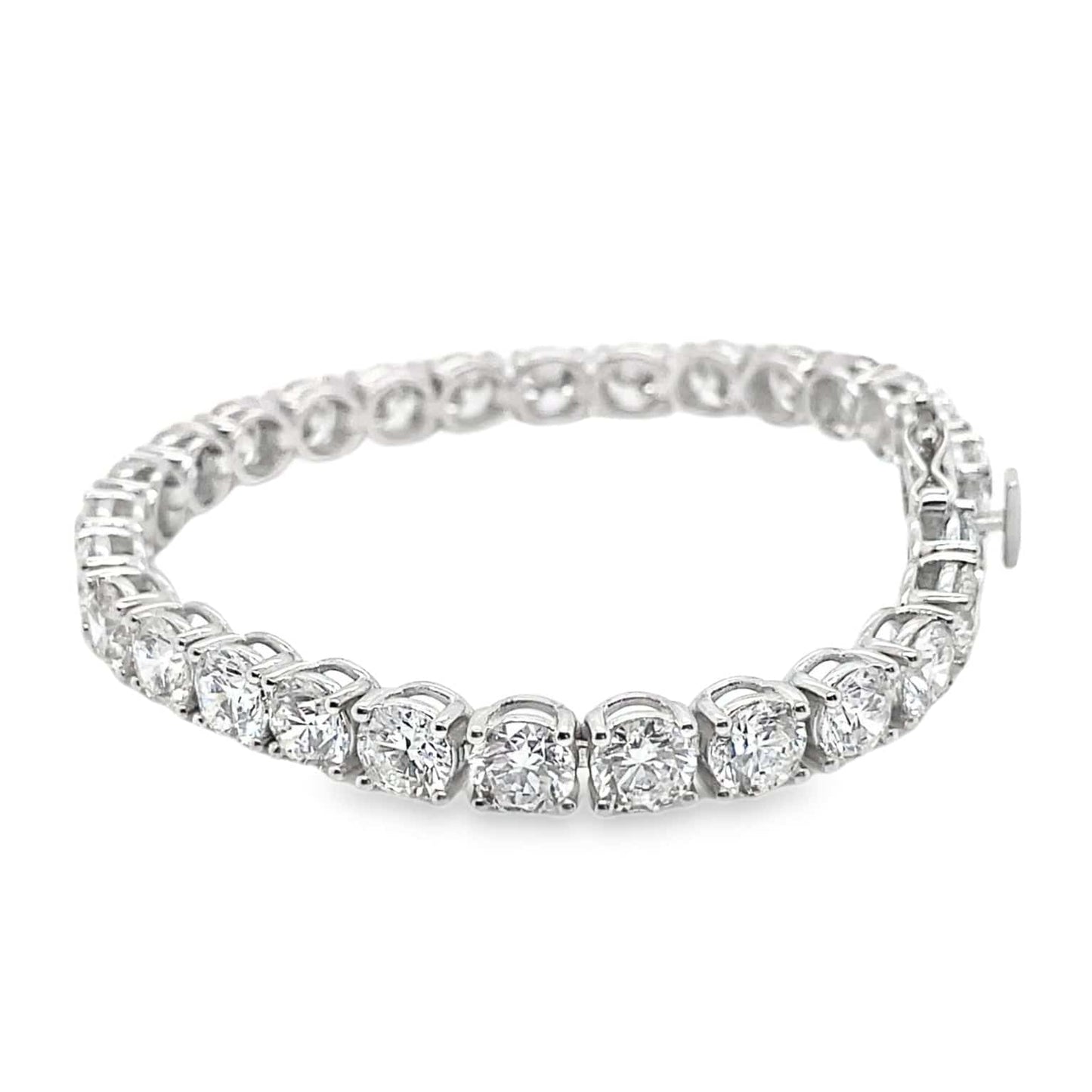 18K WHITE GOLD 15.79 CT TW LAB GROWN ROUND BRILLIANT DIAMOND D-E/VVS TENNIS BRACELET 7"