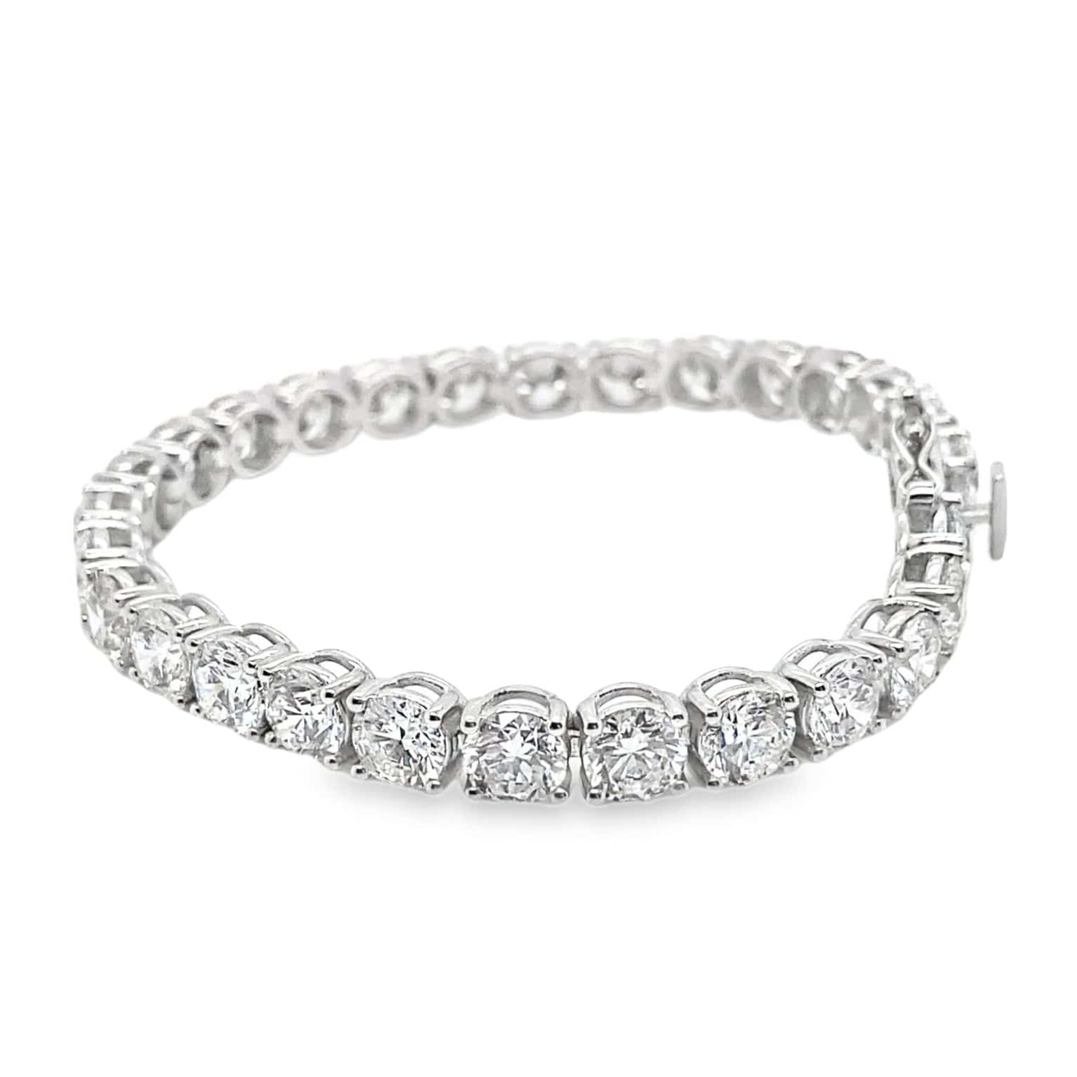 18K WHITE GOLD 15.79 CT TW LAB GROWN ROUND BRILLIANT DIAMOND D-E/VVS TENNIS BRACELET 7"