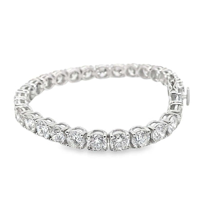 18K WHITE GOLD 15.79 CT TW LAB GROWN ROUND BRILLIANT DIAMOND D-E/VVS TENNIS BRACELET 7"
