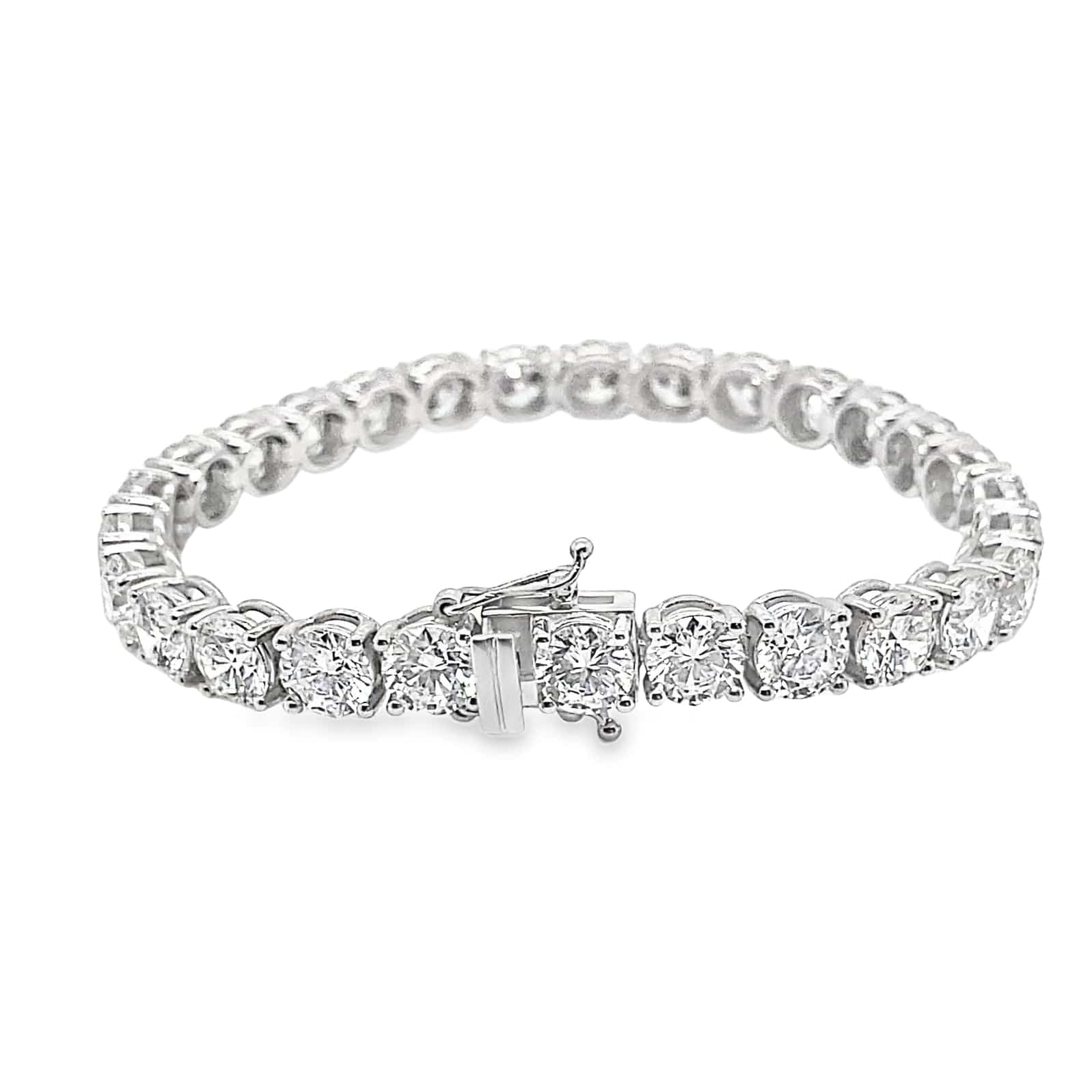 18K WHITE GOLD 15.79 CT TW LAB GROWN ROUND BRILLIANT DIAMOND D-E/VVS TENNIS BRACELET 7"