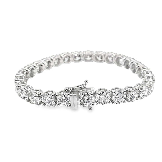 18K WHITE GOLD 15.79 CT TW LAB GROWN ROUND BRILLIANT DIAMOND D-E/VVS TENNIS BRACELET 7"