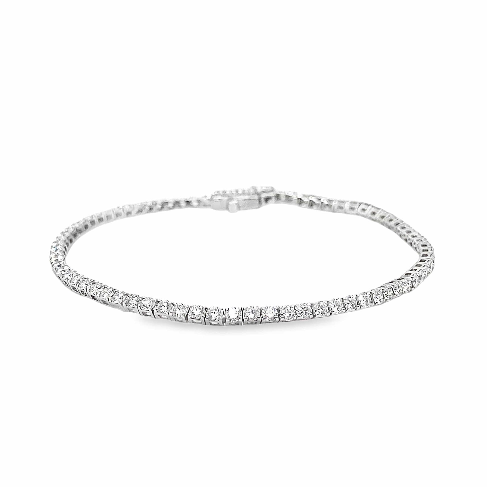 14K WHITE GOLD 3CT TW LAB GROWN ROUND BRILLIANT DIAMOND TENNIS BRACELET 7"