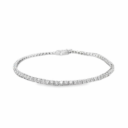 14K WHITE GOLD 3CT TW LAB GROWN ROUND BRILLIANT DIAMOND TENNIS BRACELET 7"