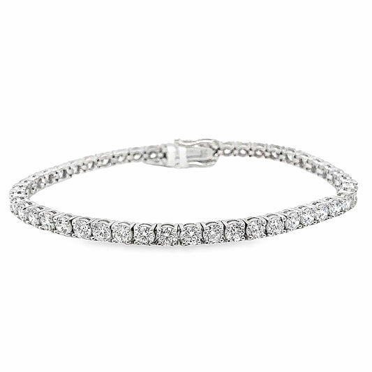 14K WHITE GOLD 8.07CT TW LAB GROWN ROUND BRILLIANT DIAMOND TENNIS BRACELET 7"