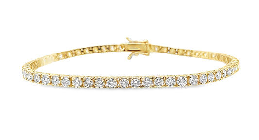 14K YELLOW GOLD 4.57CT TW NATURAL ROUND BRILLIANT DIAMOND G-H/VS TENNIS BRACELET 7"