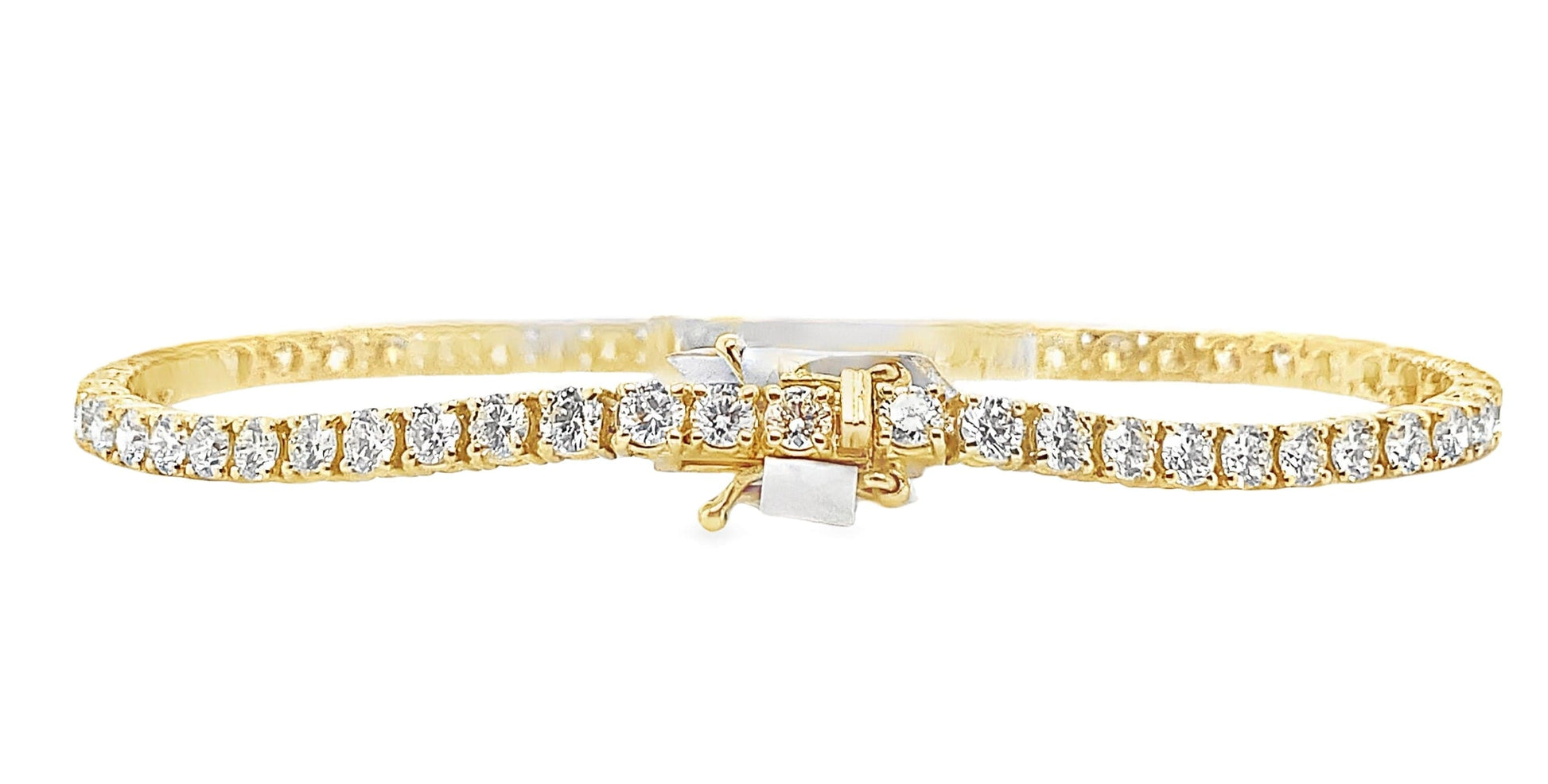 14K YELLOW GOLD 4.57CT TW NATURAL ROUND BRILLIANT DIAMOND G-H/VS TENNIS BRACELET 7"