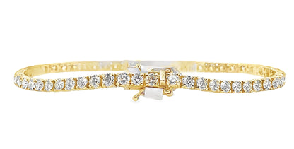14K YELLOW GOLD 4.57CT TW NATURAL ROUND BRILLIANT DIAMOND G-H/VS TENNIS BRACELET 7"